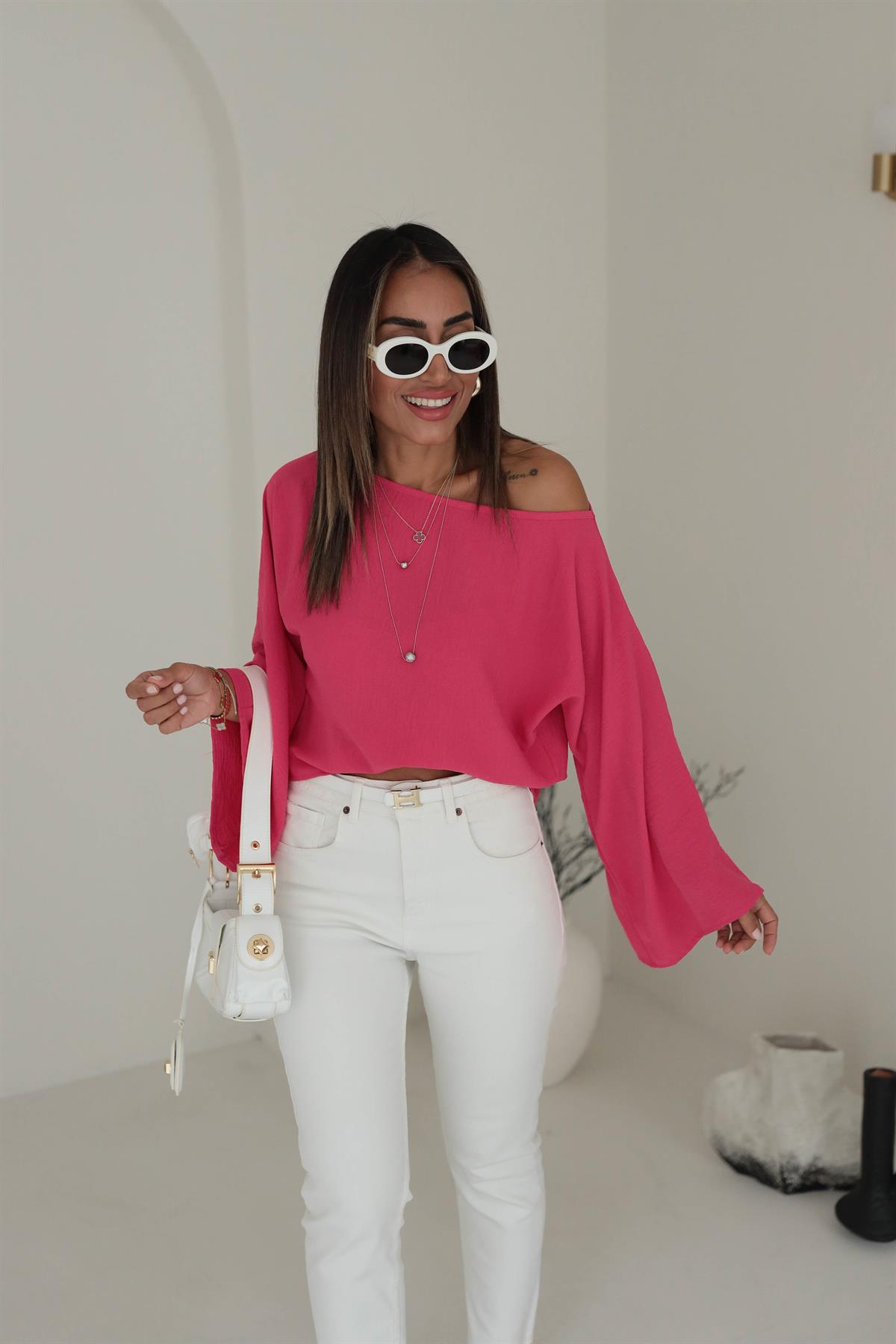 İthal Aerobin Kayık Yaka Bluz