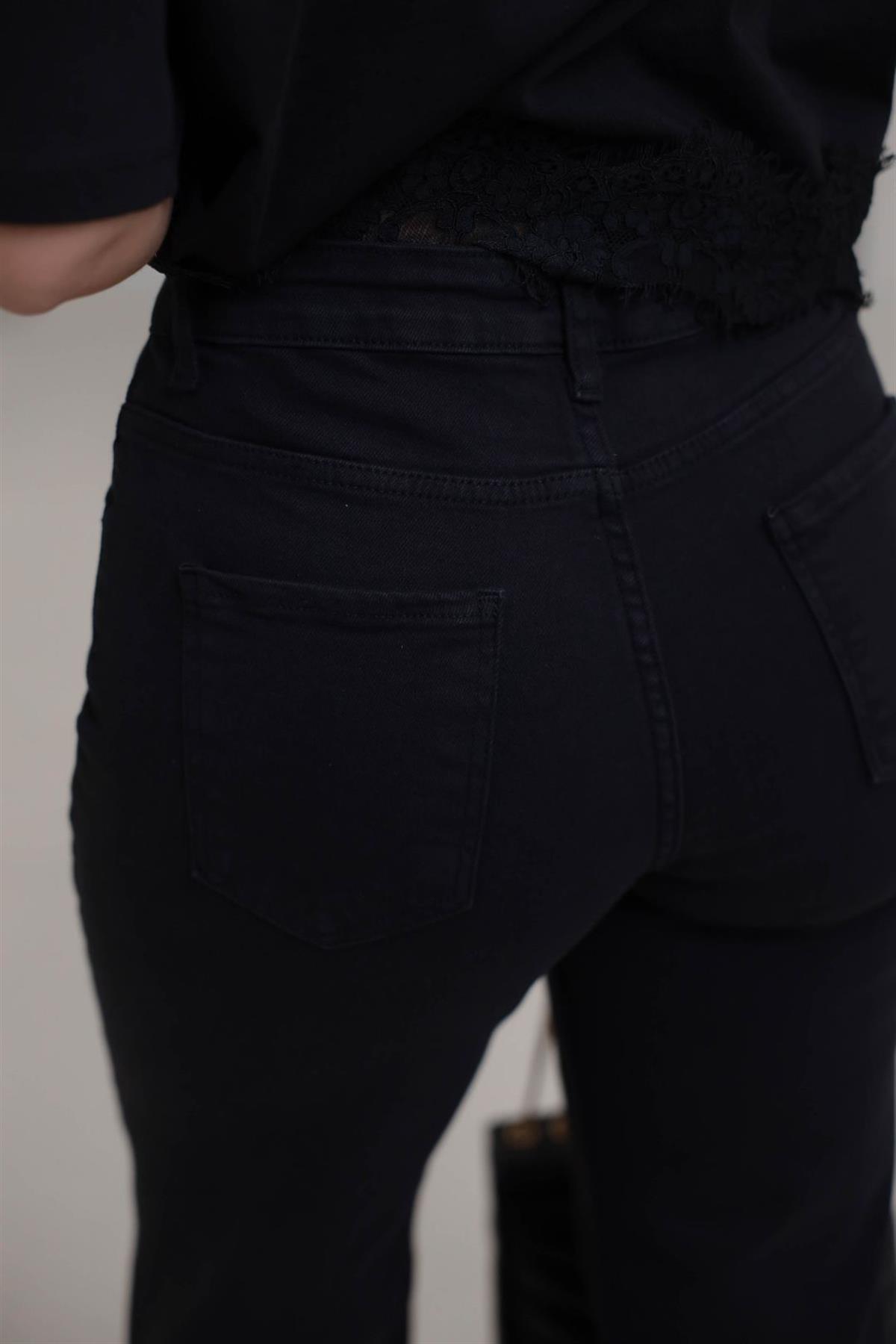 Yüksek Bel Wide Leg Jean KOYU SİYAH