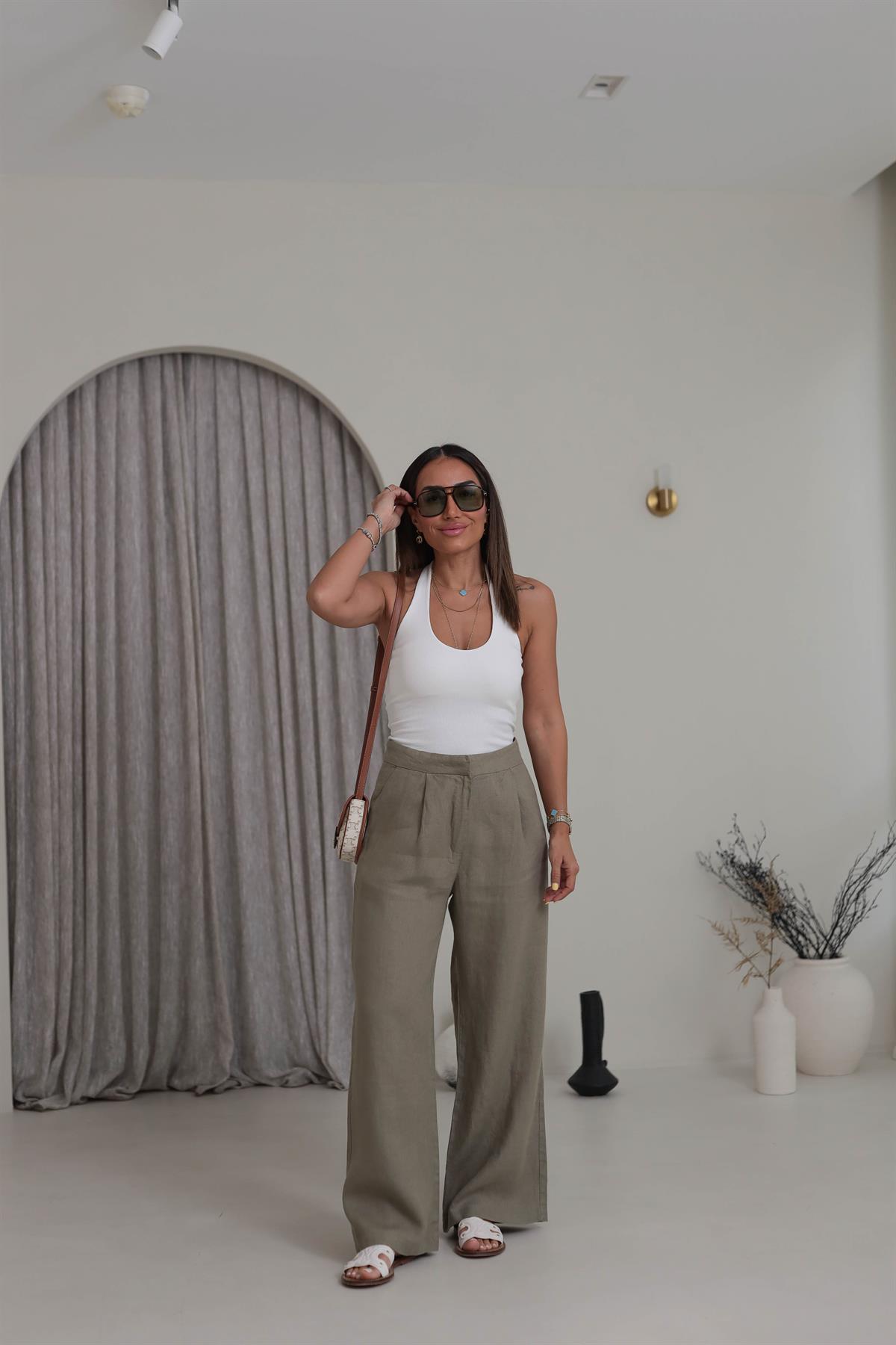 6834 Boyundan Geçmeli Pamuklu Atlet EKRU