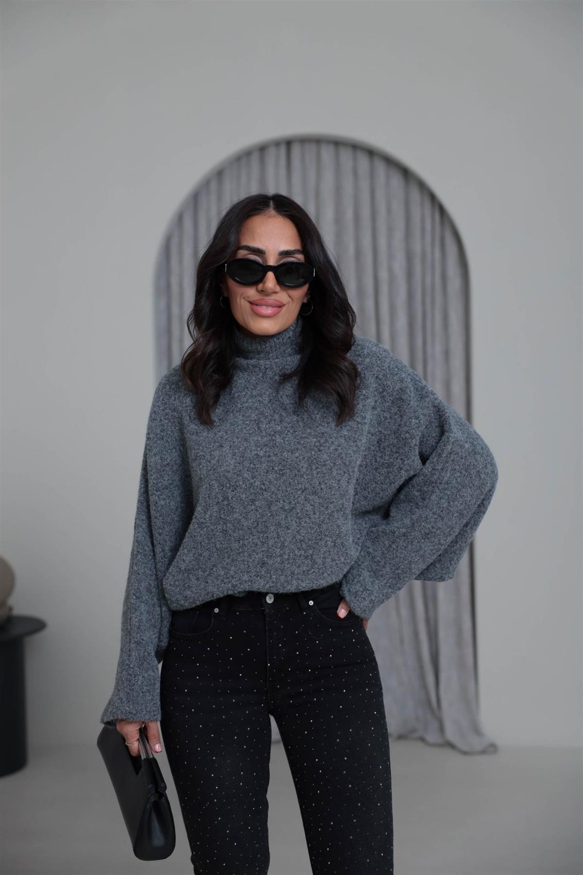 0817  Yarasa Kol Yarım Balıkçı Kazak ANTRASİT