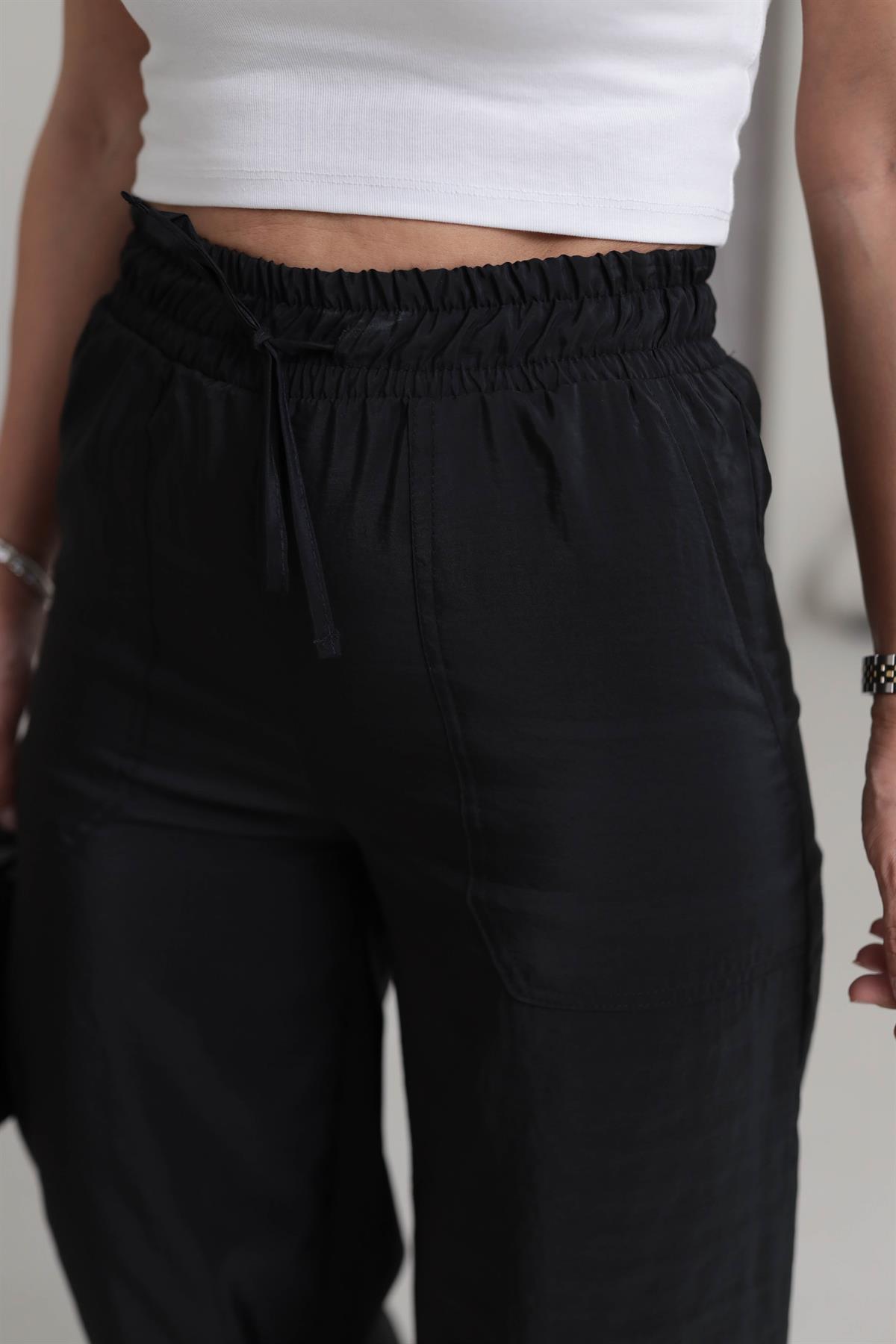 7010 Bel Lastikli Rahat Pantolon SİYAH