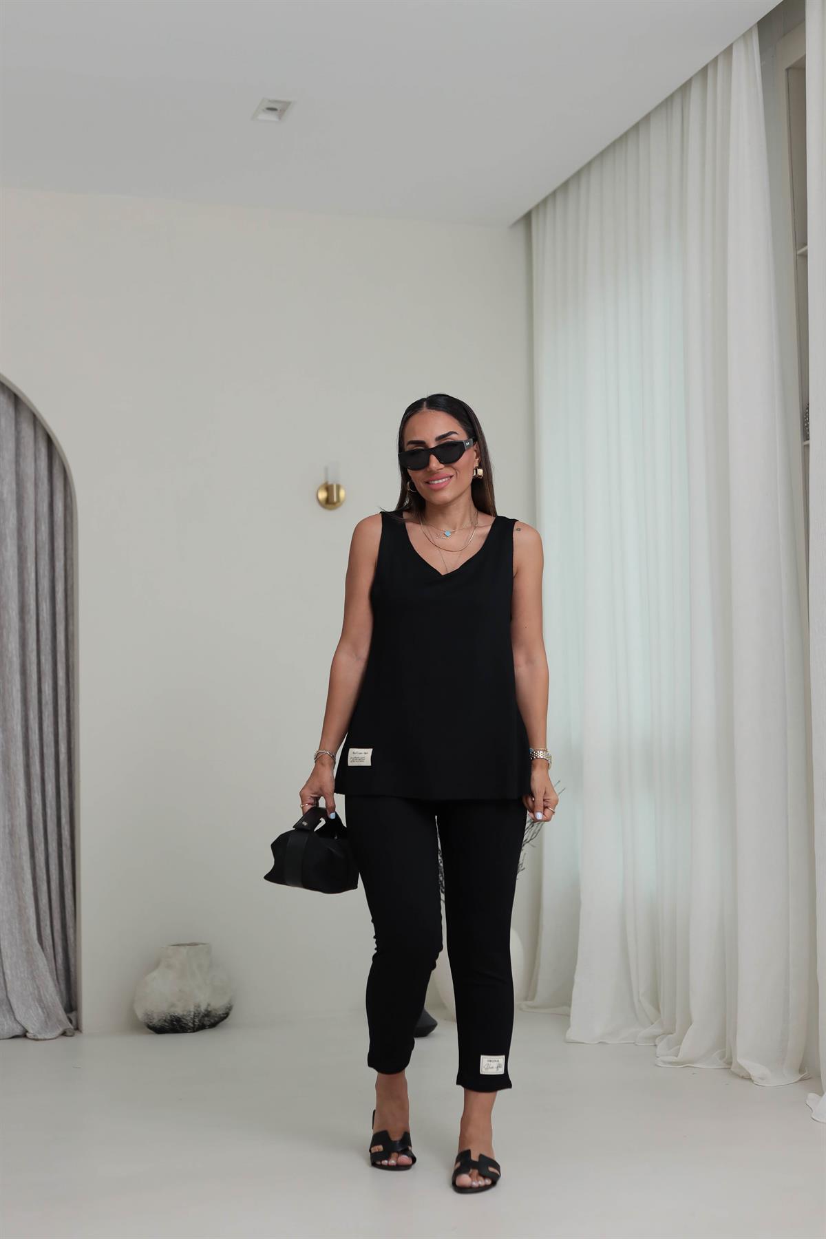 3191 Sıfır Kol Armalı Rahat Takım SİYAH