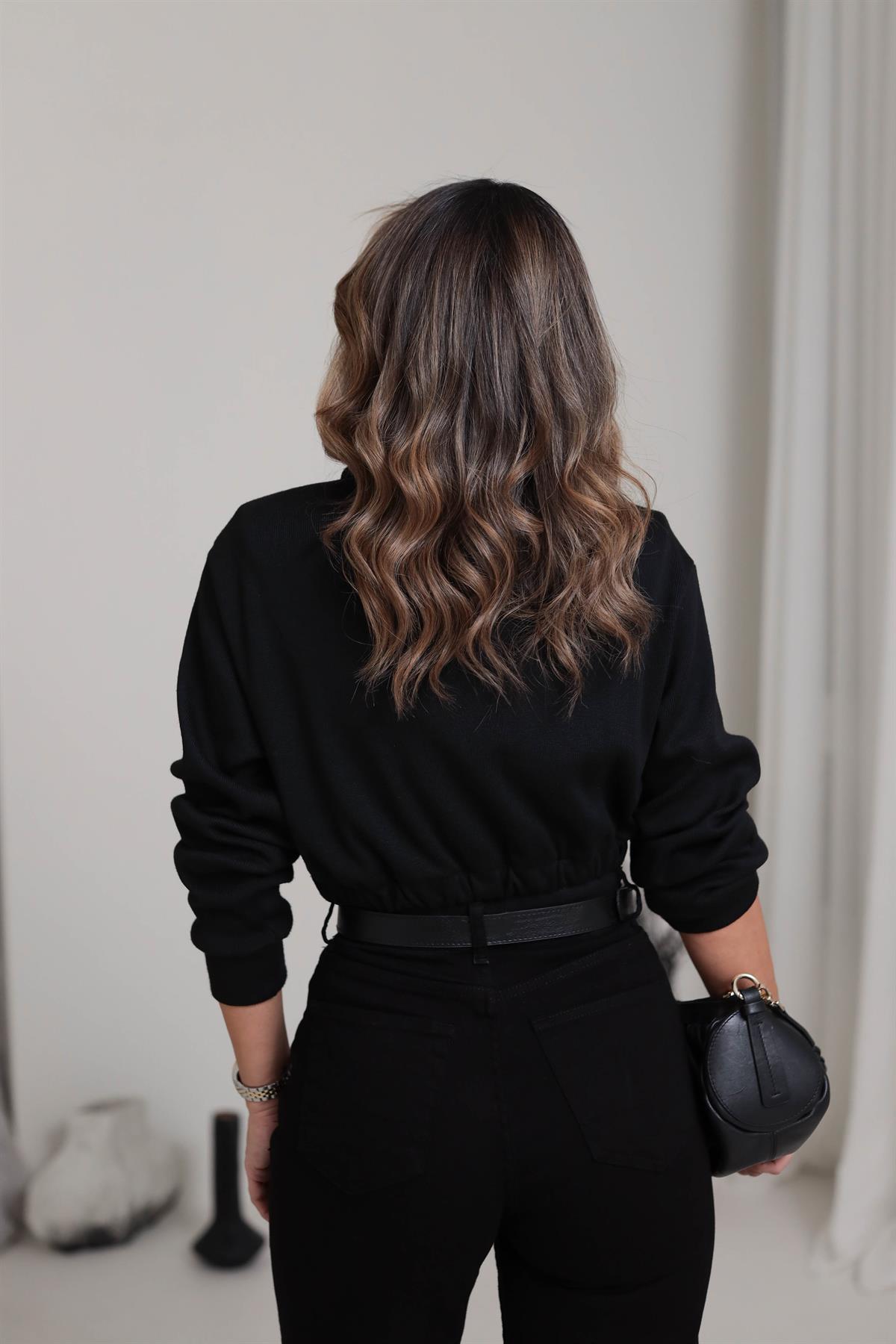 4003 Gold Düğmeli Triko SİYAH