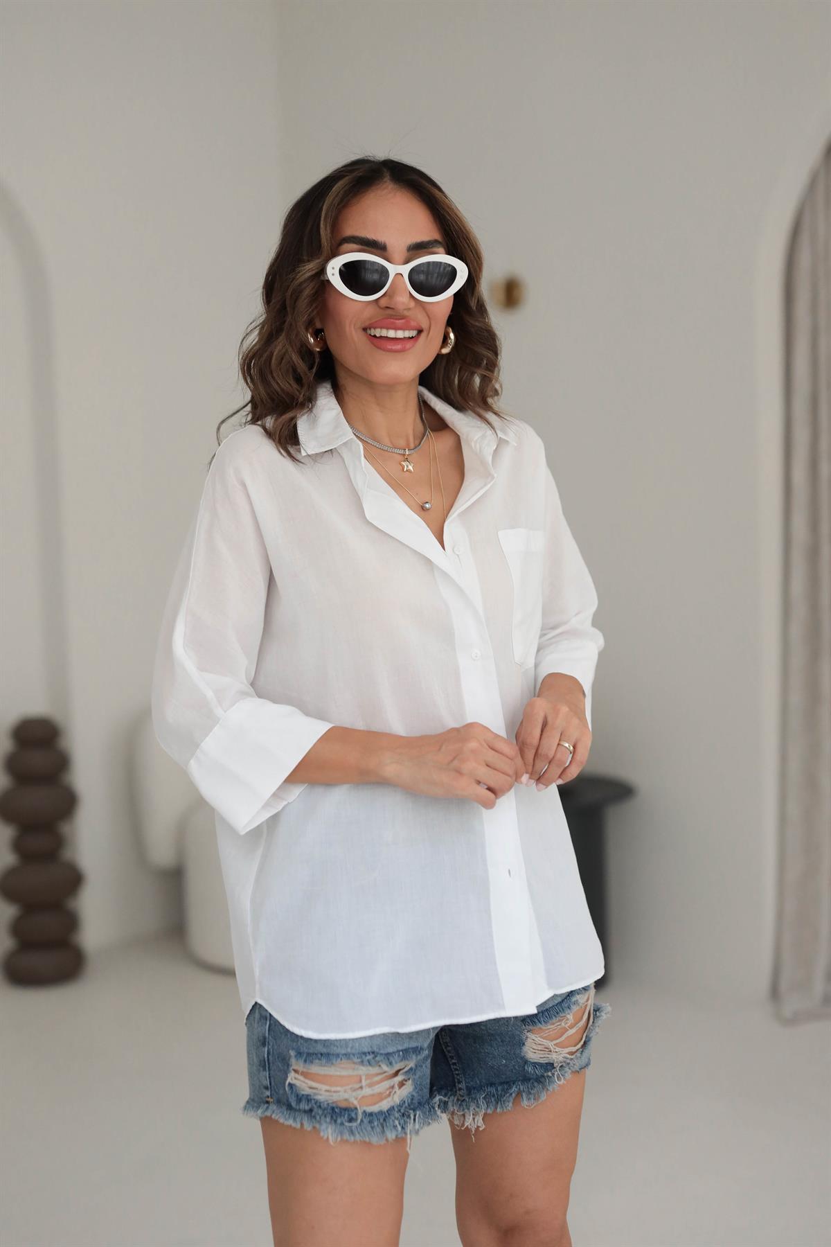 4309 Pamuklu Cep Detaylı Gömlek