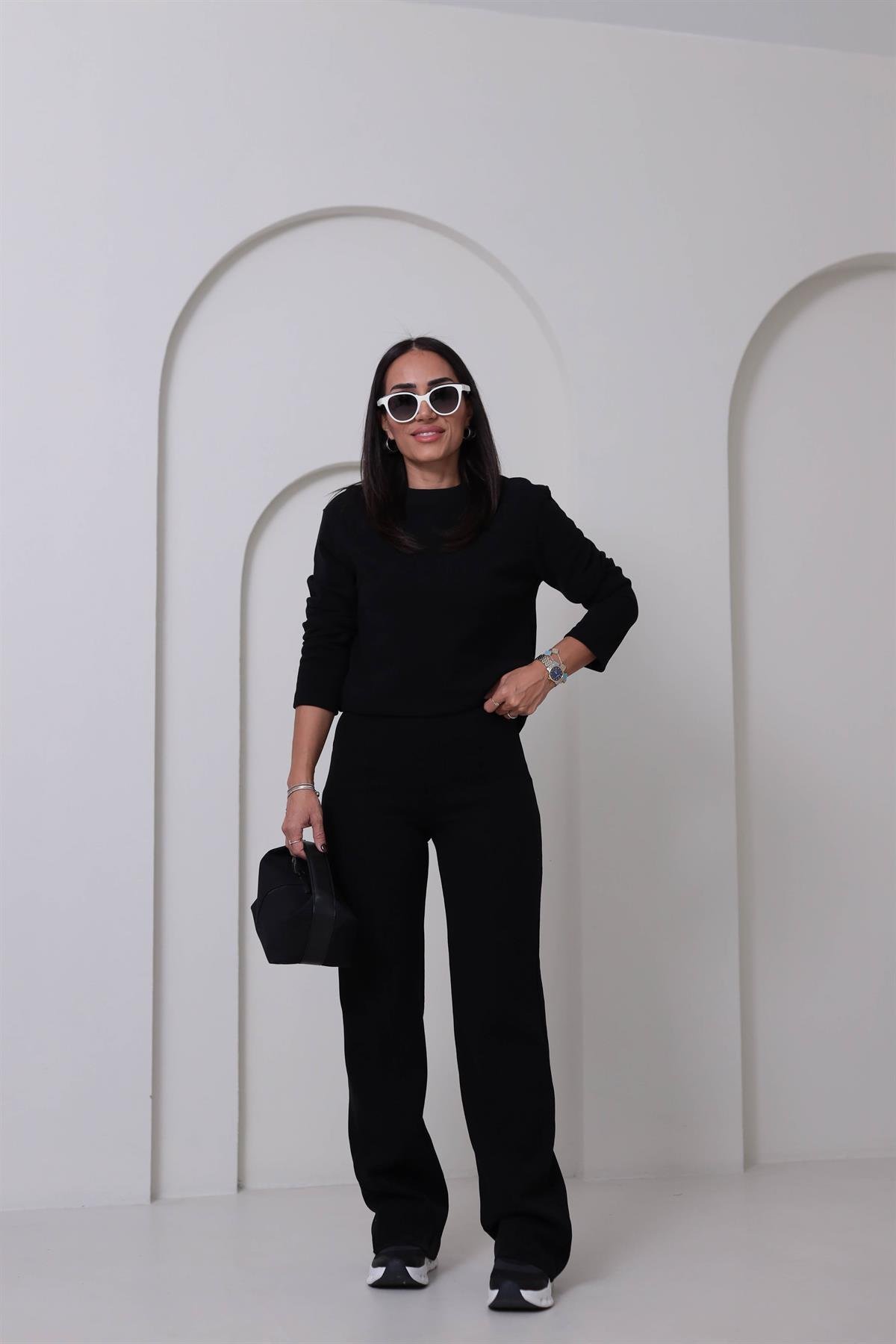 8432 Bisiklet Yaka Selanik Kumaş Takım SİYAH