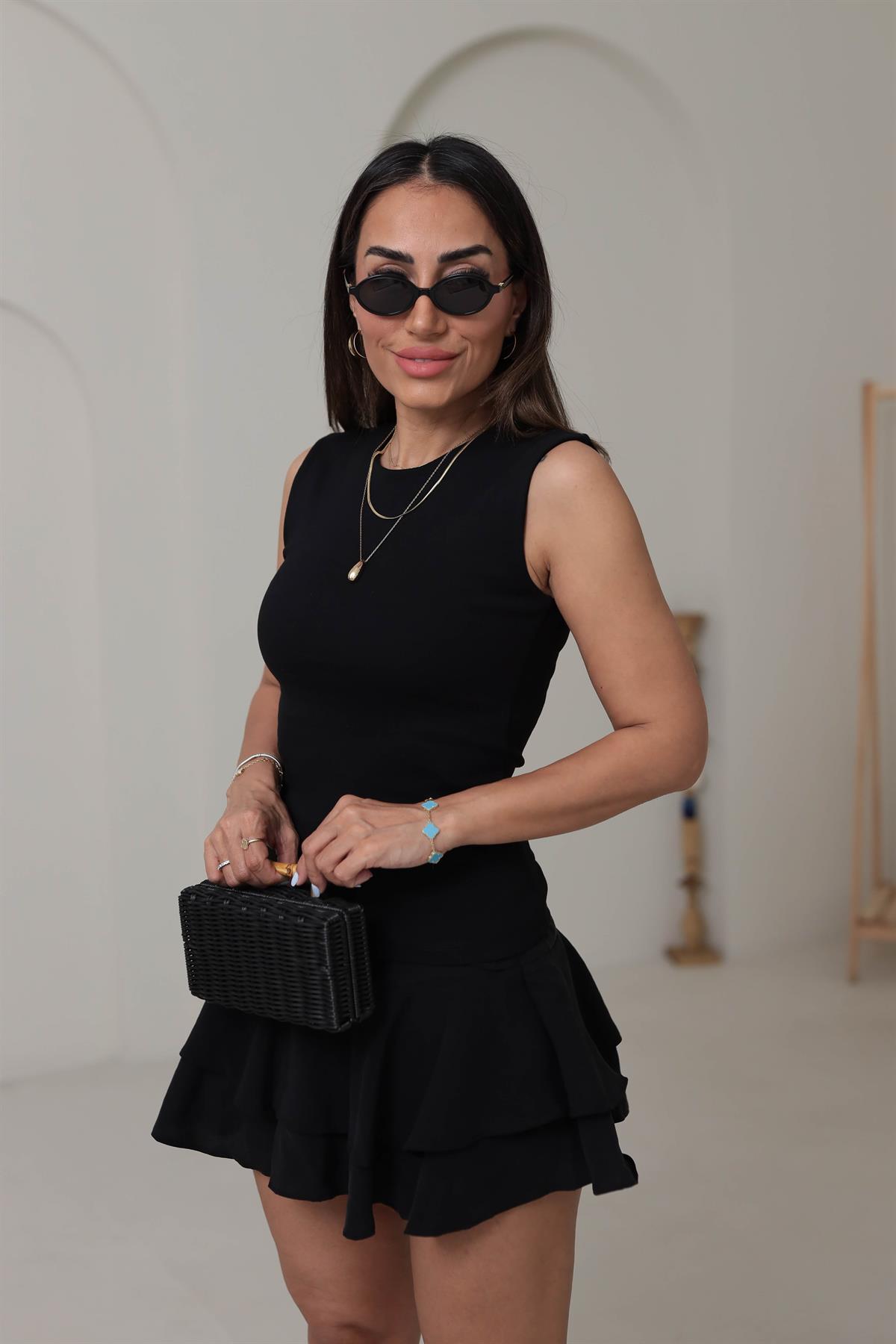 6776 Sıfır Kol Pamuklu Atlet SİYAH