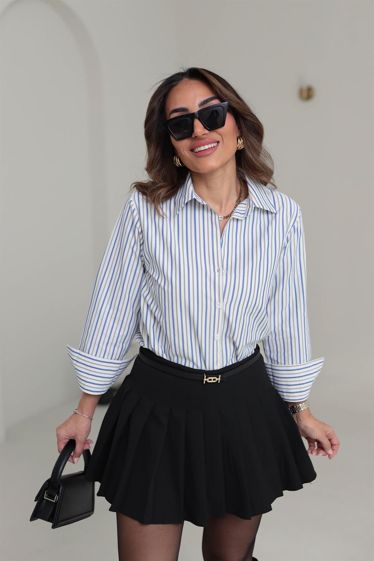 6589 Çizgili Gömlek MAVİ