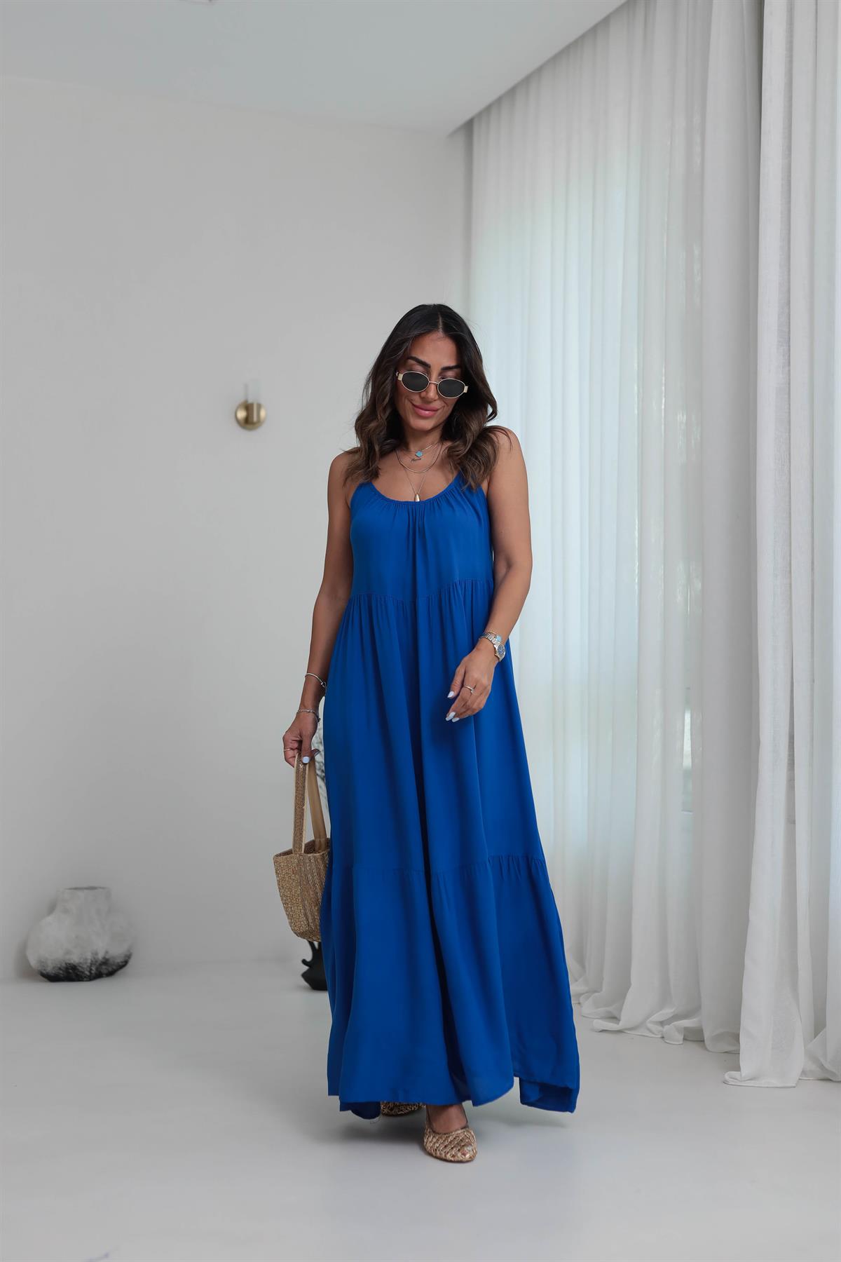 1387 Askıları Ayarlanabilir Viskon Maxi Elbise SAKS