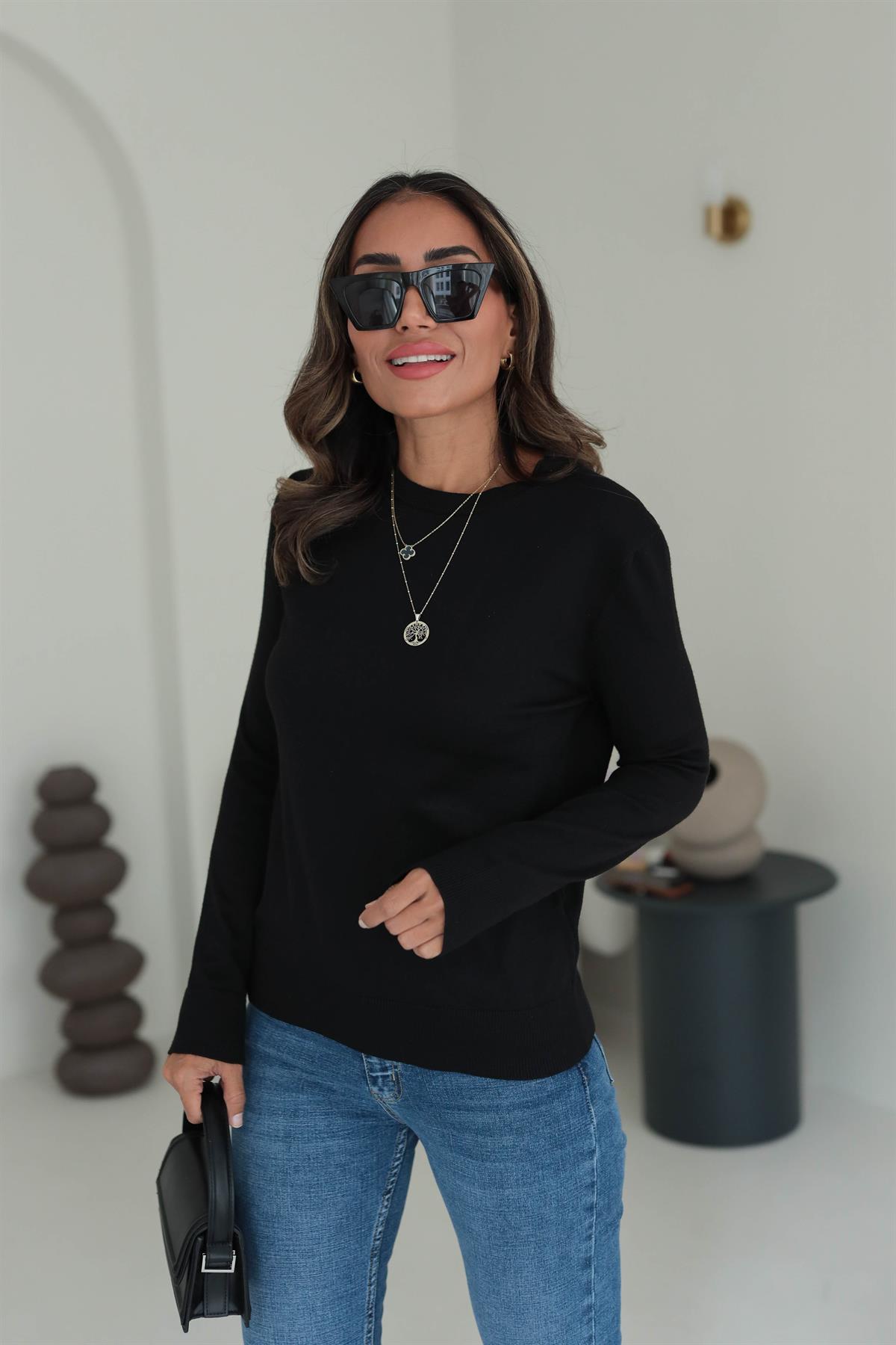 1004 Bisiklet Yaka Yumuşak Doku Triko