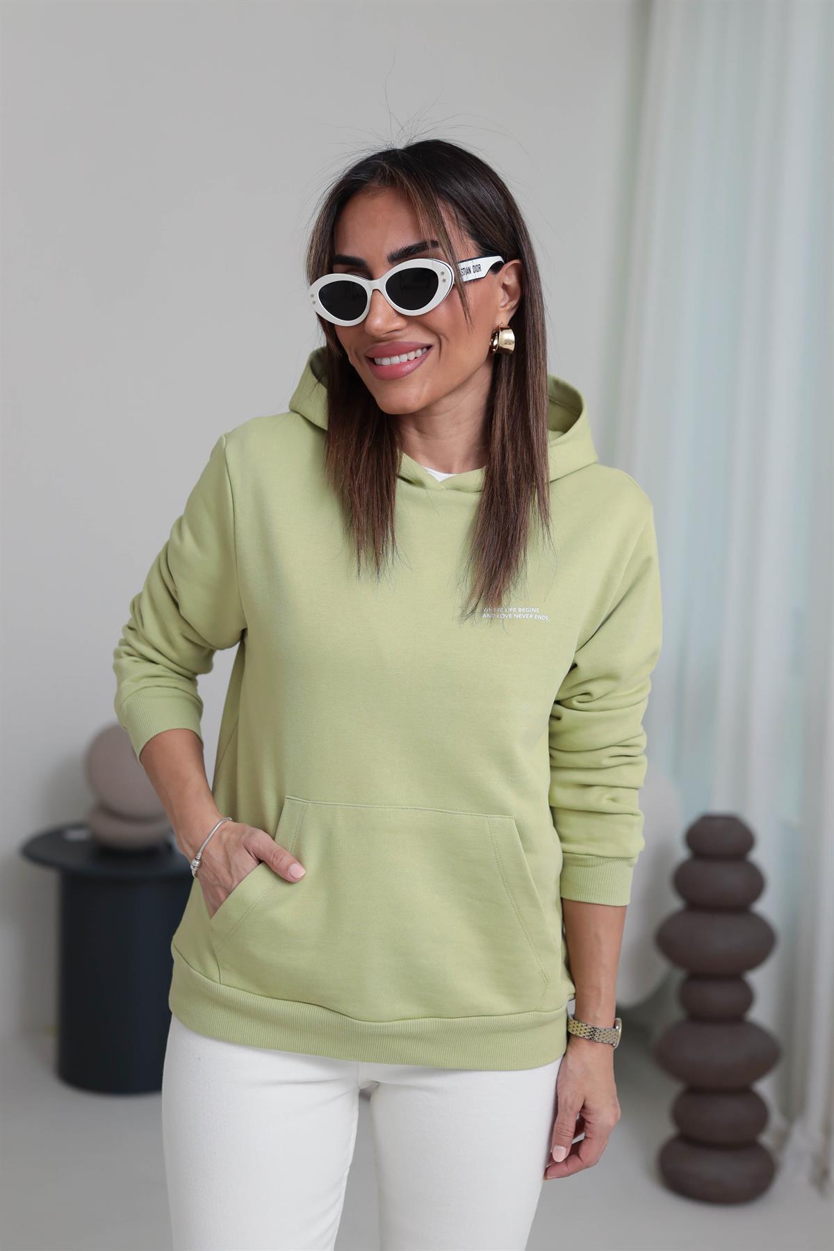 Oys Kapşonlu Sweatshirt YAĞ YEŞİLİ