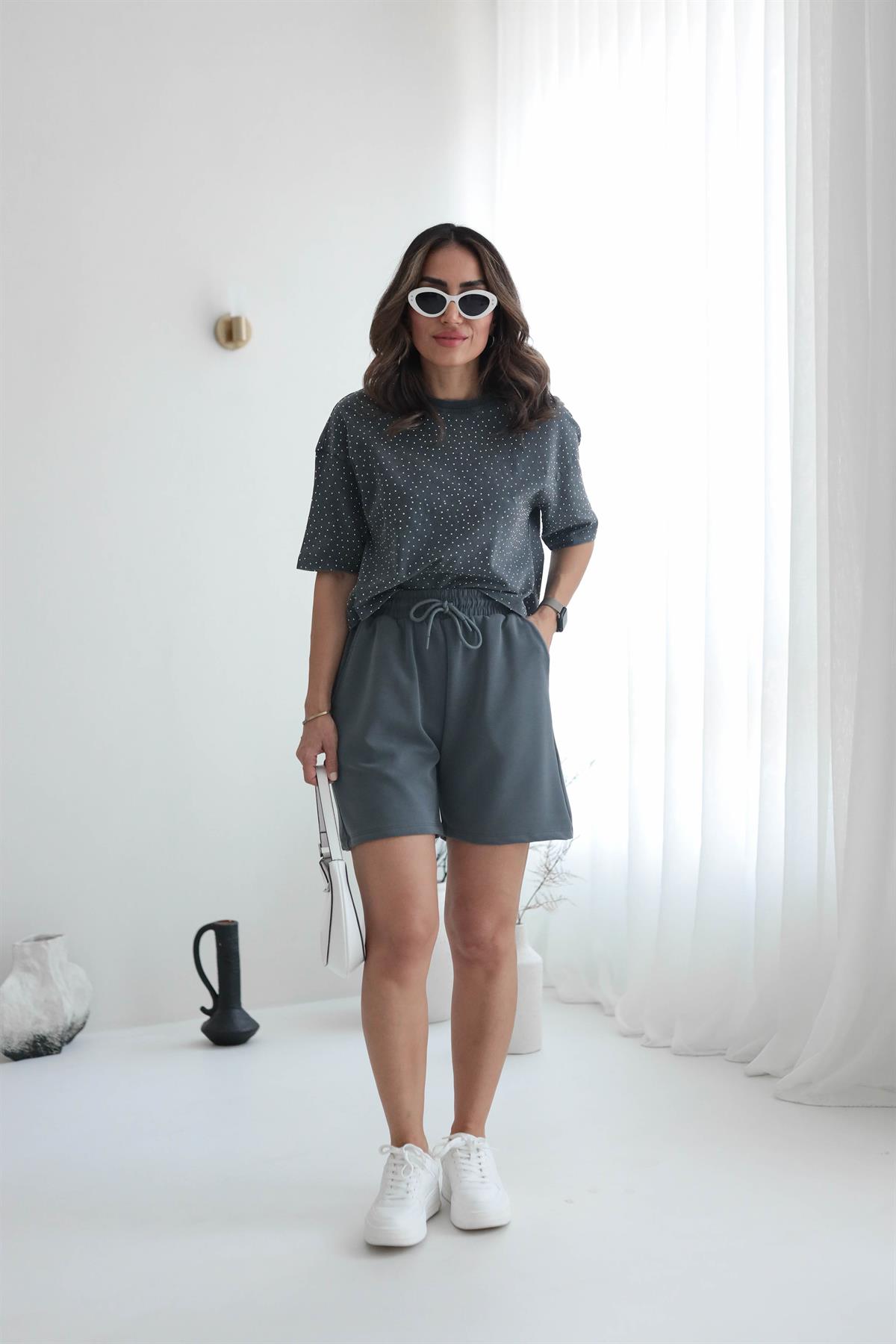 0710 Taş Baskılı Crop Top