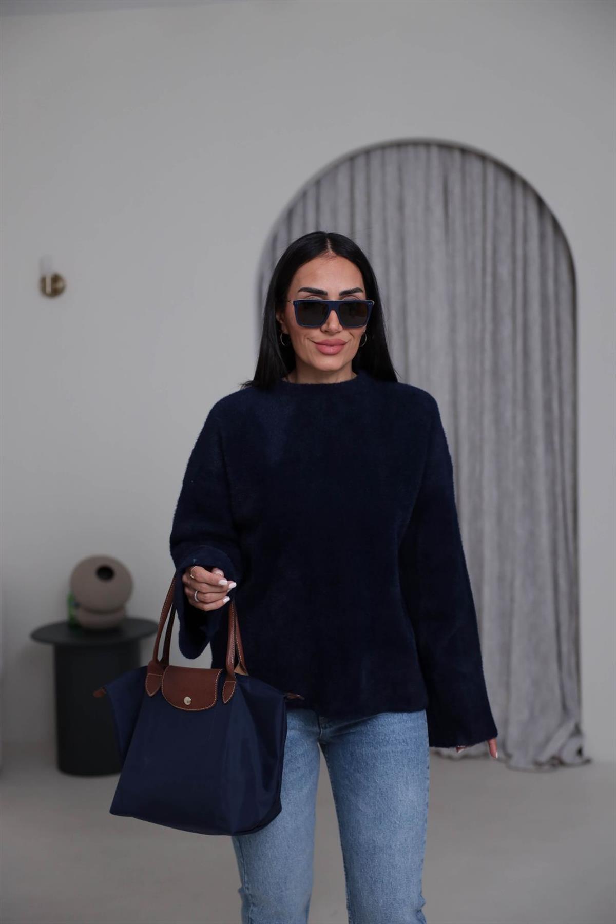 5256 Bisiklet Yaka Angora Triko LACİVERT