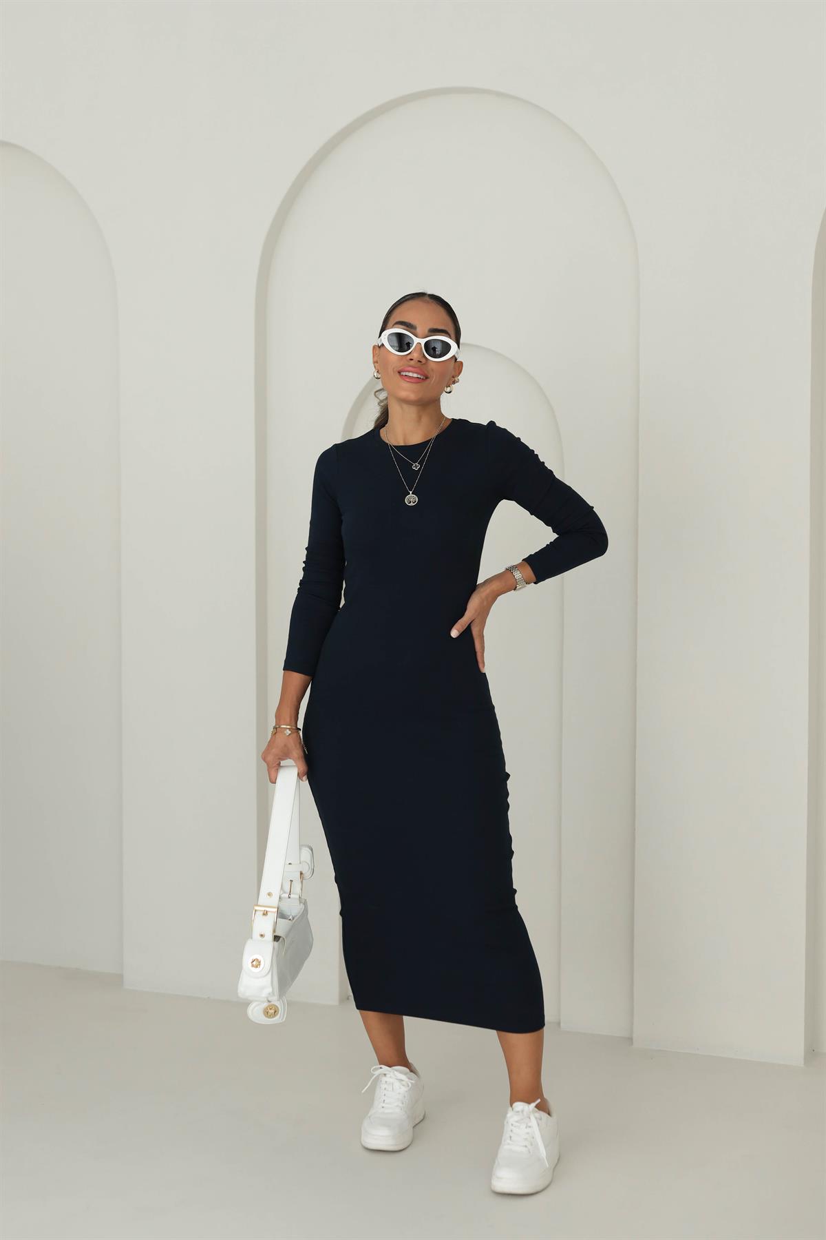 2719 Kaşkorse Elbise LACİVERT