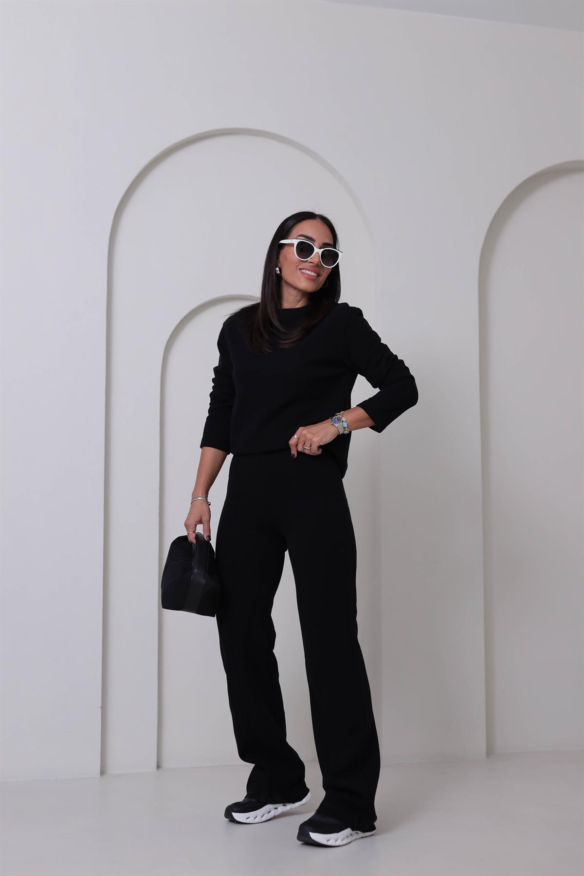 8432 Bisiklet Yaka Selanik Kumaş Takım SİYAH