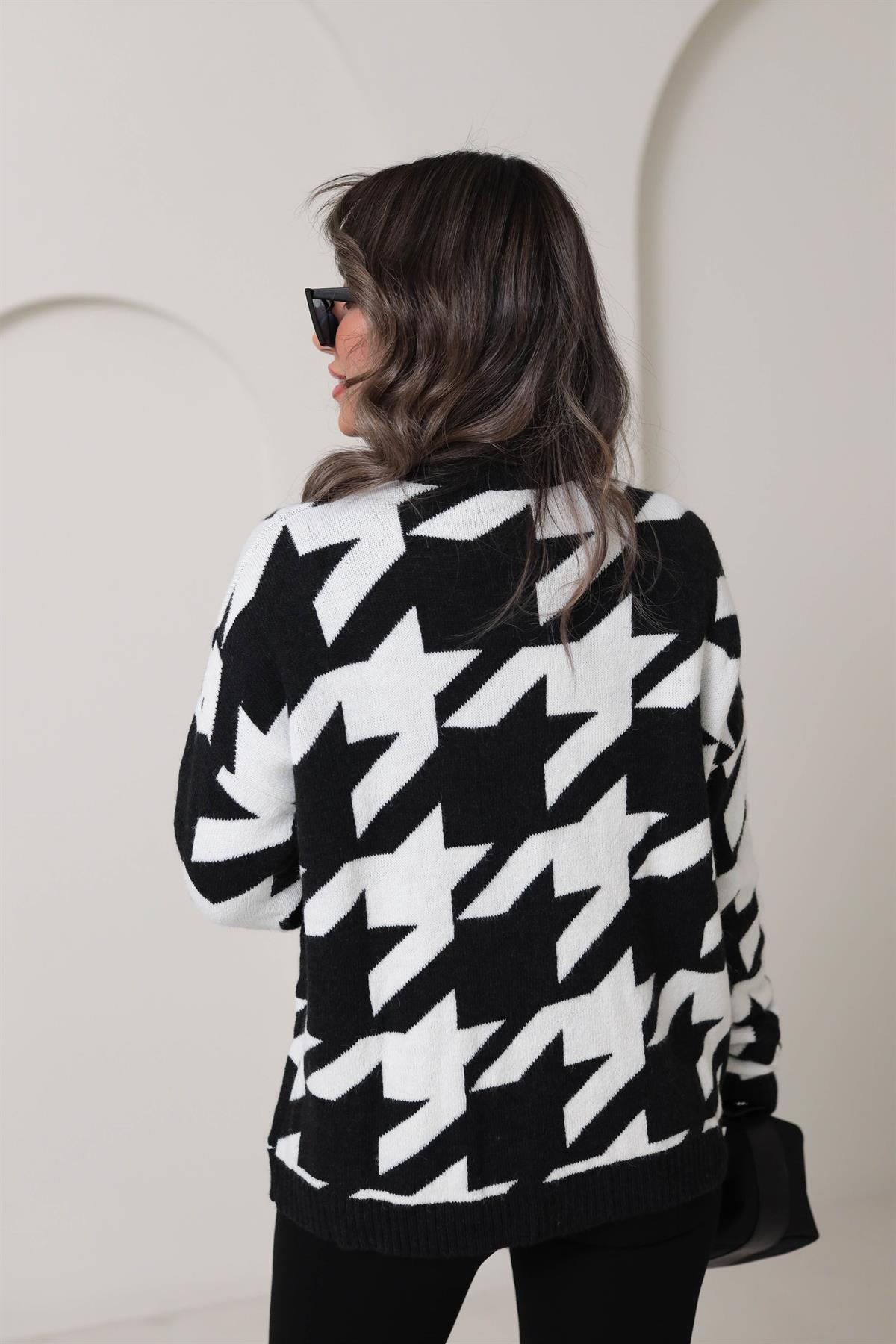 1003 Kazaayağı Desen Yumuşak Doku Triko SİYAHBEYAZ