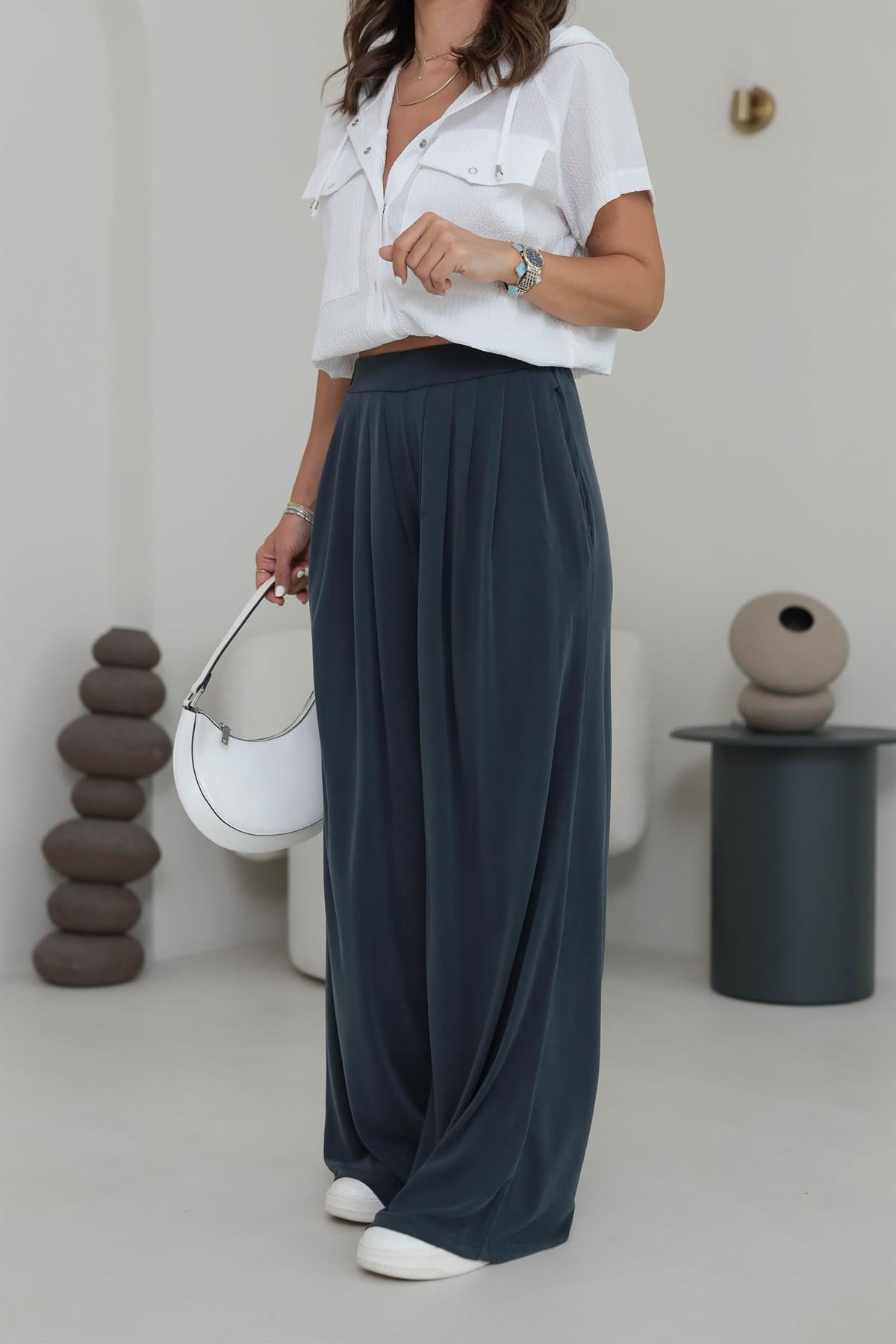 008 Oys Şalvar Modal Pantolon ANTRASİT