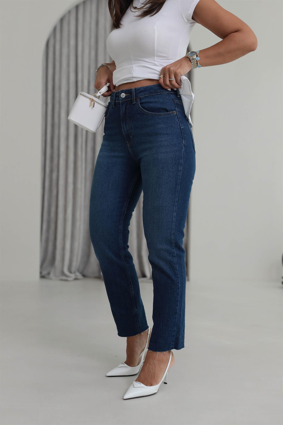 Poe MomFit Jean KOYU MAVİ