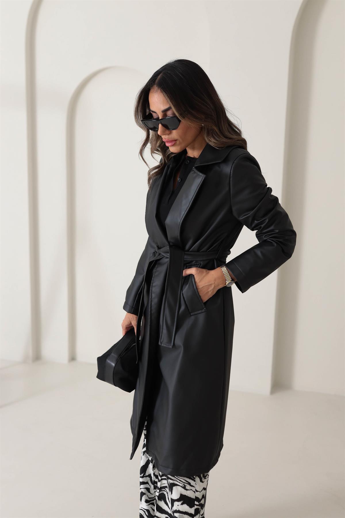 3008 Suni Deri Trenchcoat