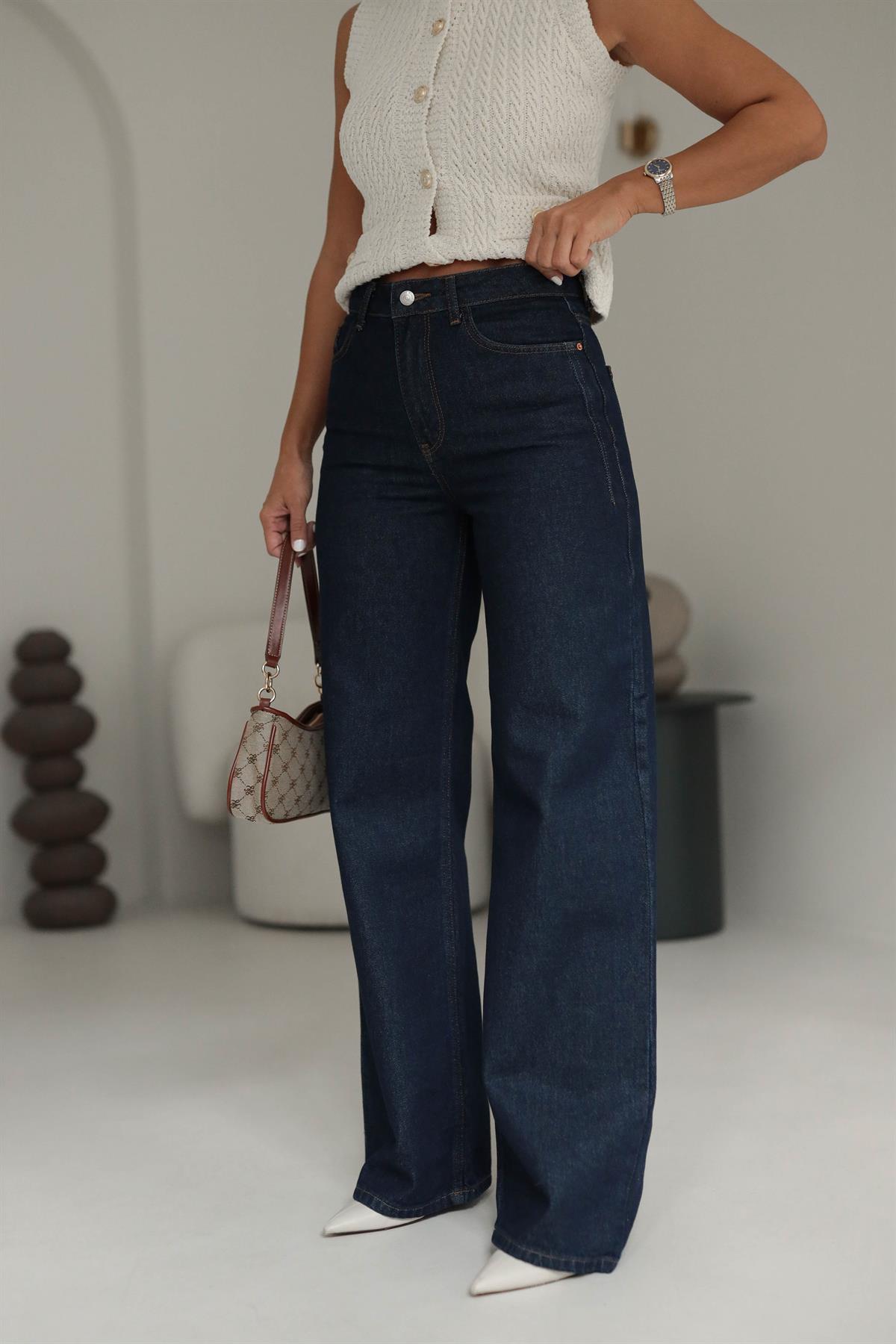 4380 Geniş Paça Flare Pantolon LACİVERT