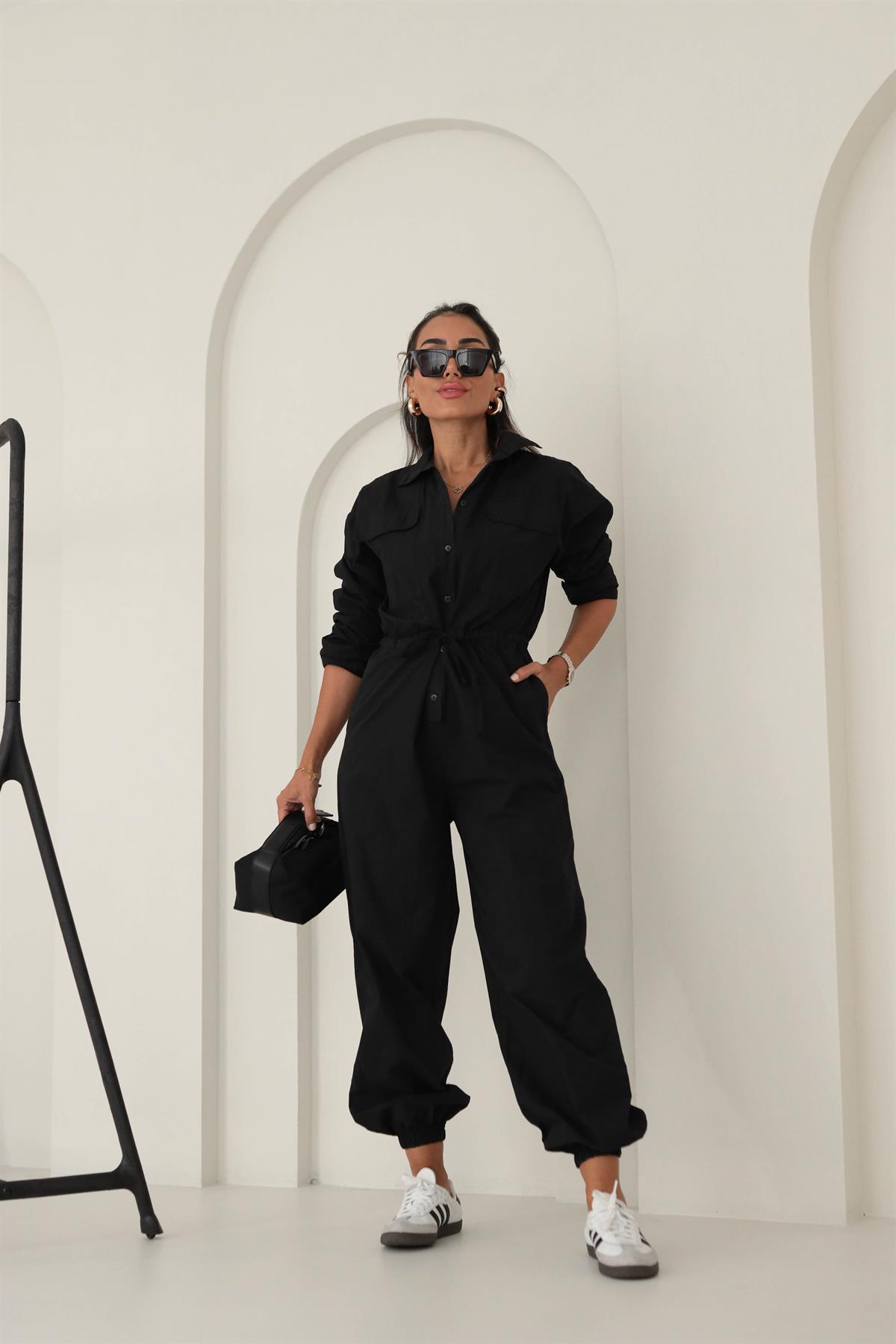 1348 Belden Büzgülü Rahat Tulum SİYAH