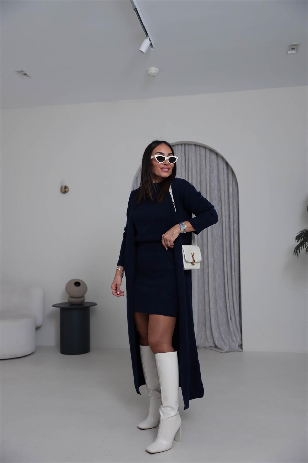 5245 Bluz Etek Hırkalı Takım LACİVERT