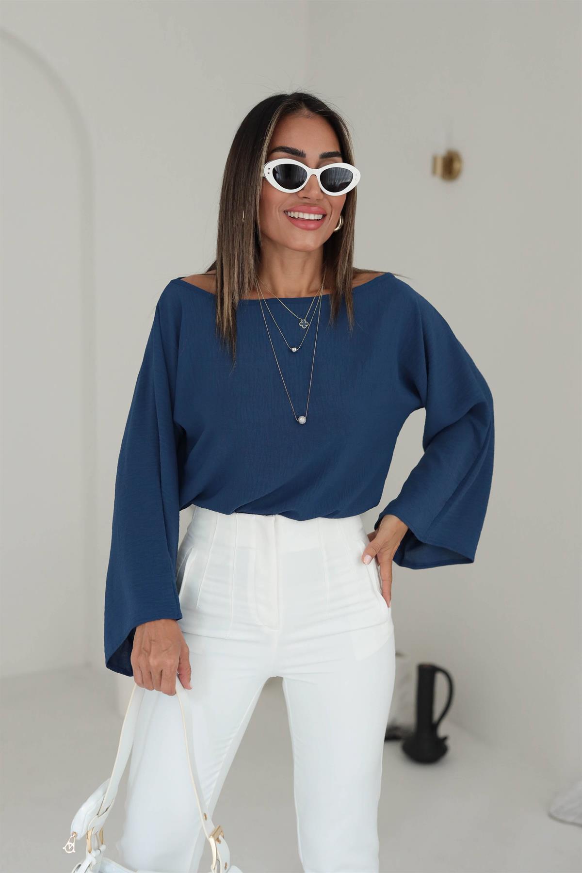 İthal Aerobin Kayık Yaka Bluz