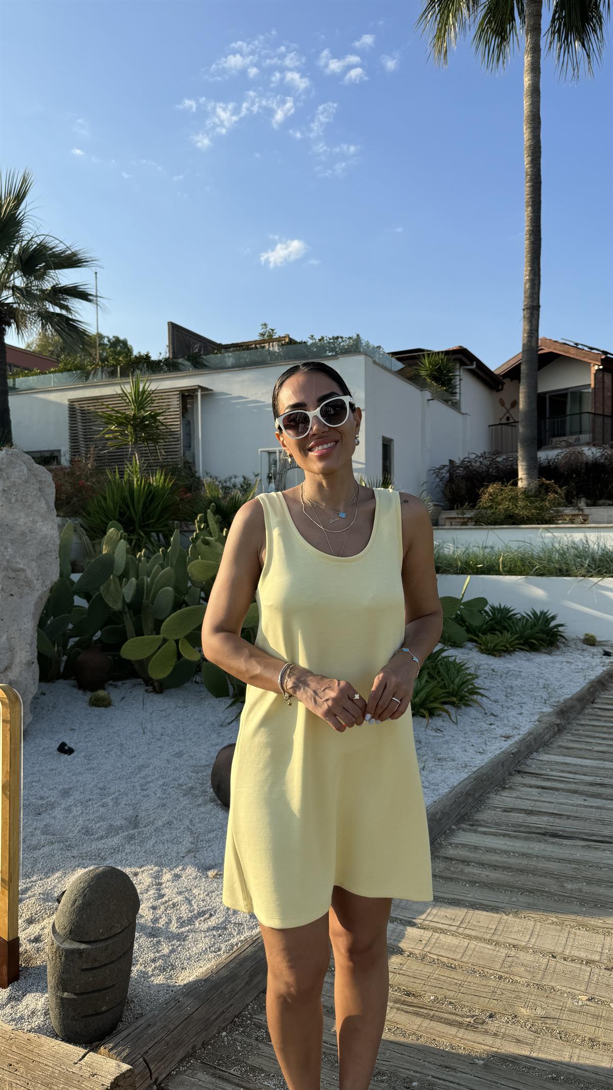 6508 Askılı Modal Elbise SARI