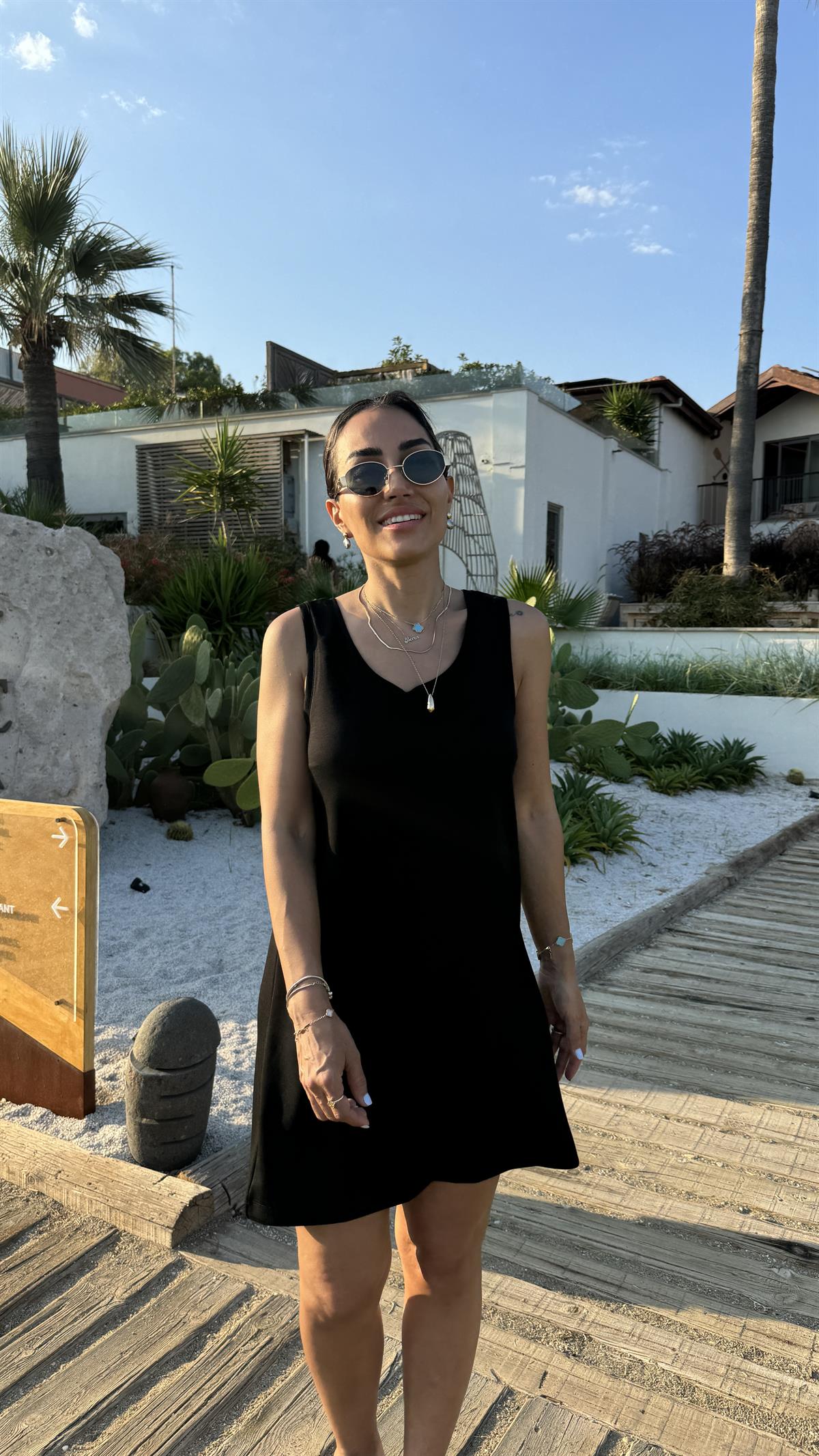 6508 Askılı Modal Elbise SİYAH