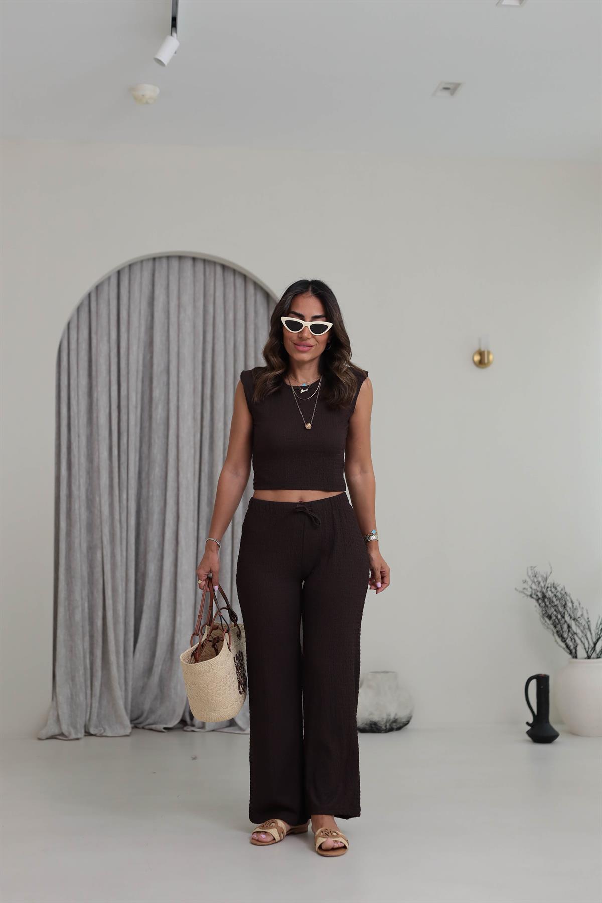 1707 Vatkalı Gofre Takım KAHVE