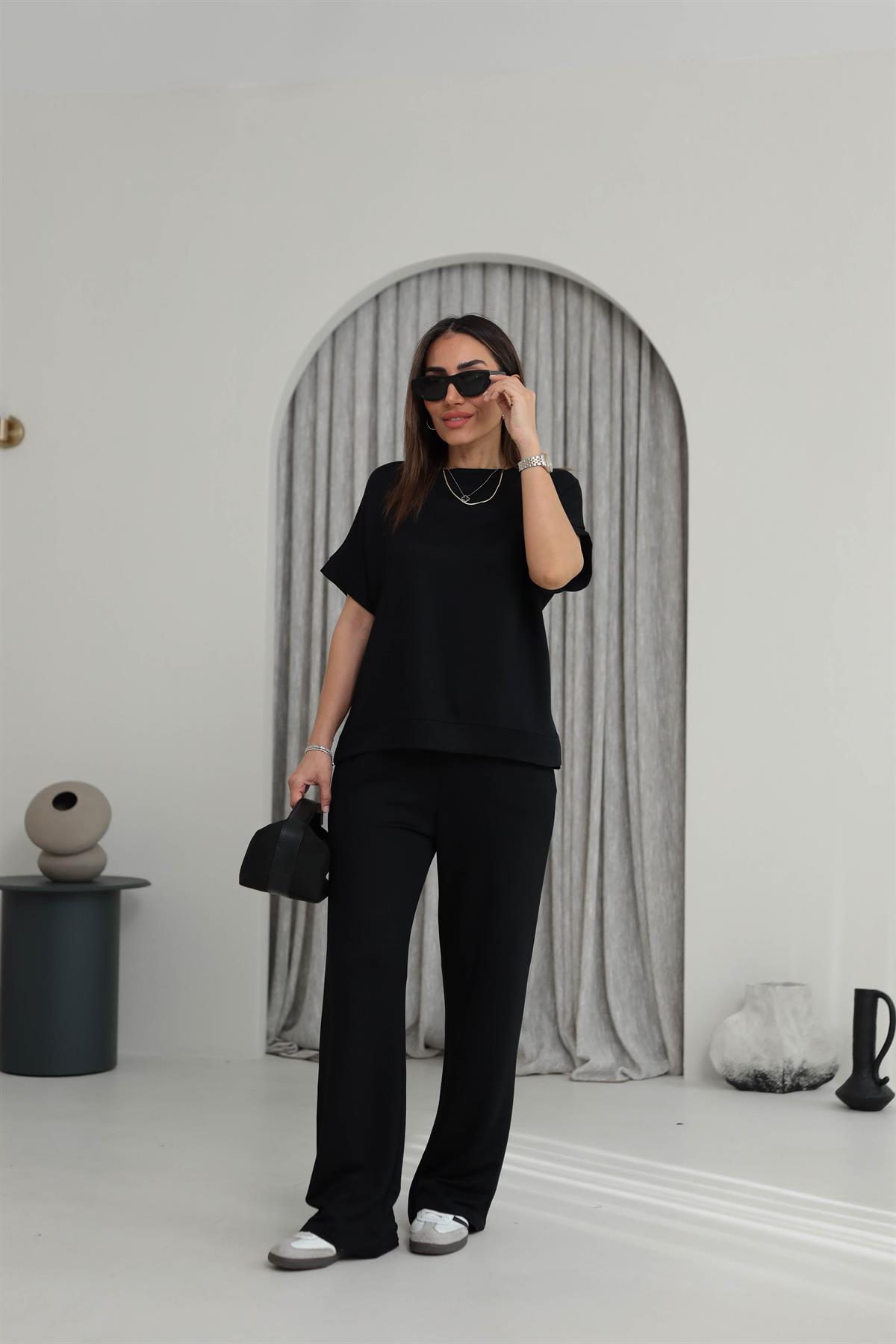 3183 Kısa Kol Modal Takım SİYAH