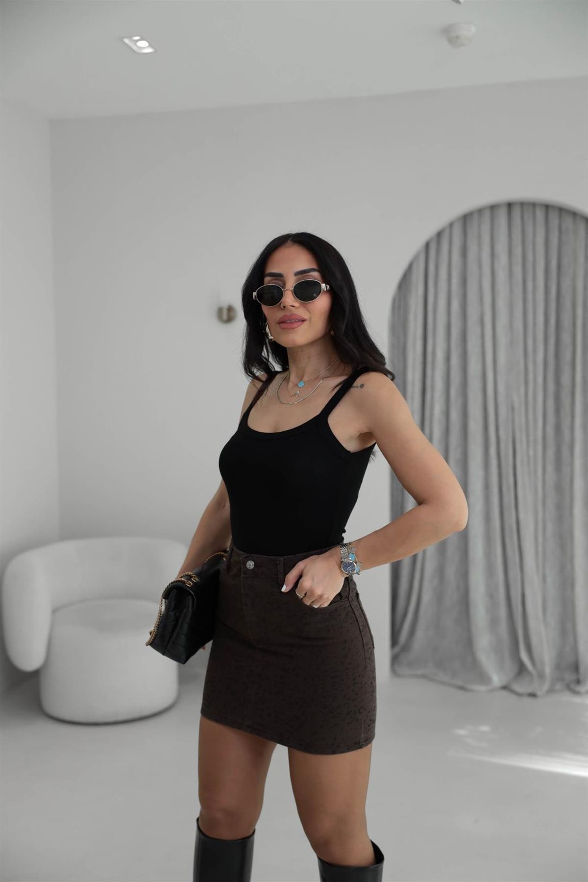 1277 Kalın Askılı Modal Bodysuit SİYAH