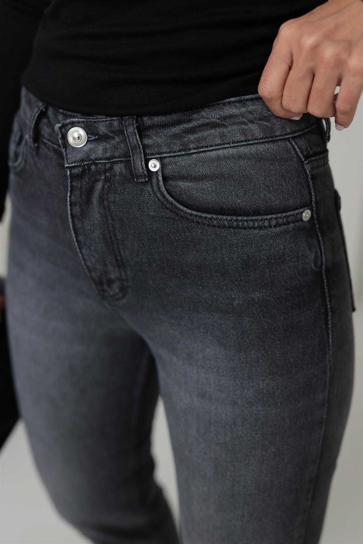 ZA Lazer Kesikli Boyfit Jean ANTRASİT