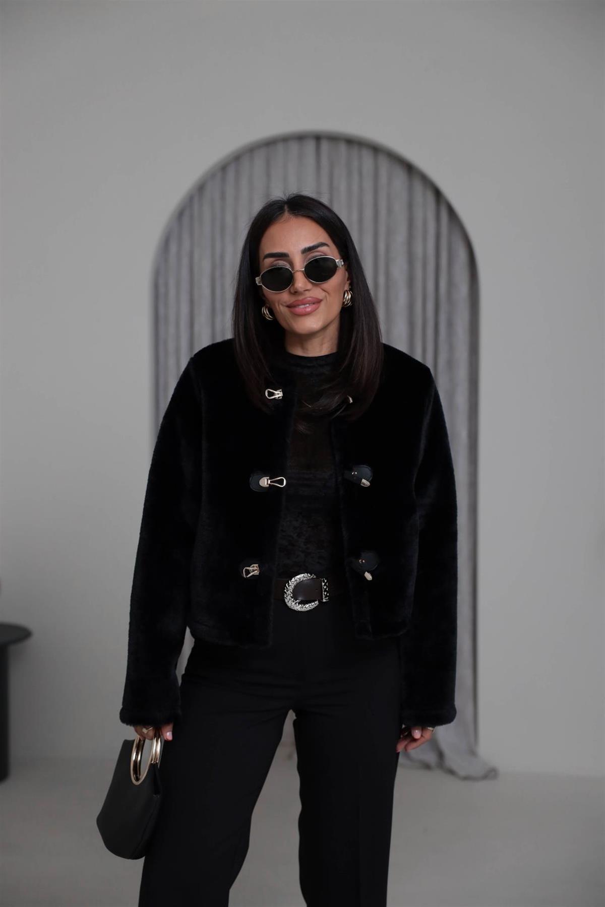 1289 Gold Aksesuar Detaylı Ceket SİYAH