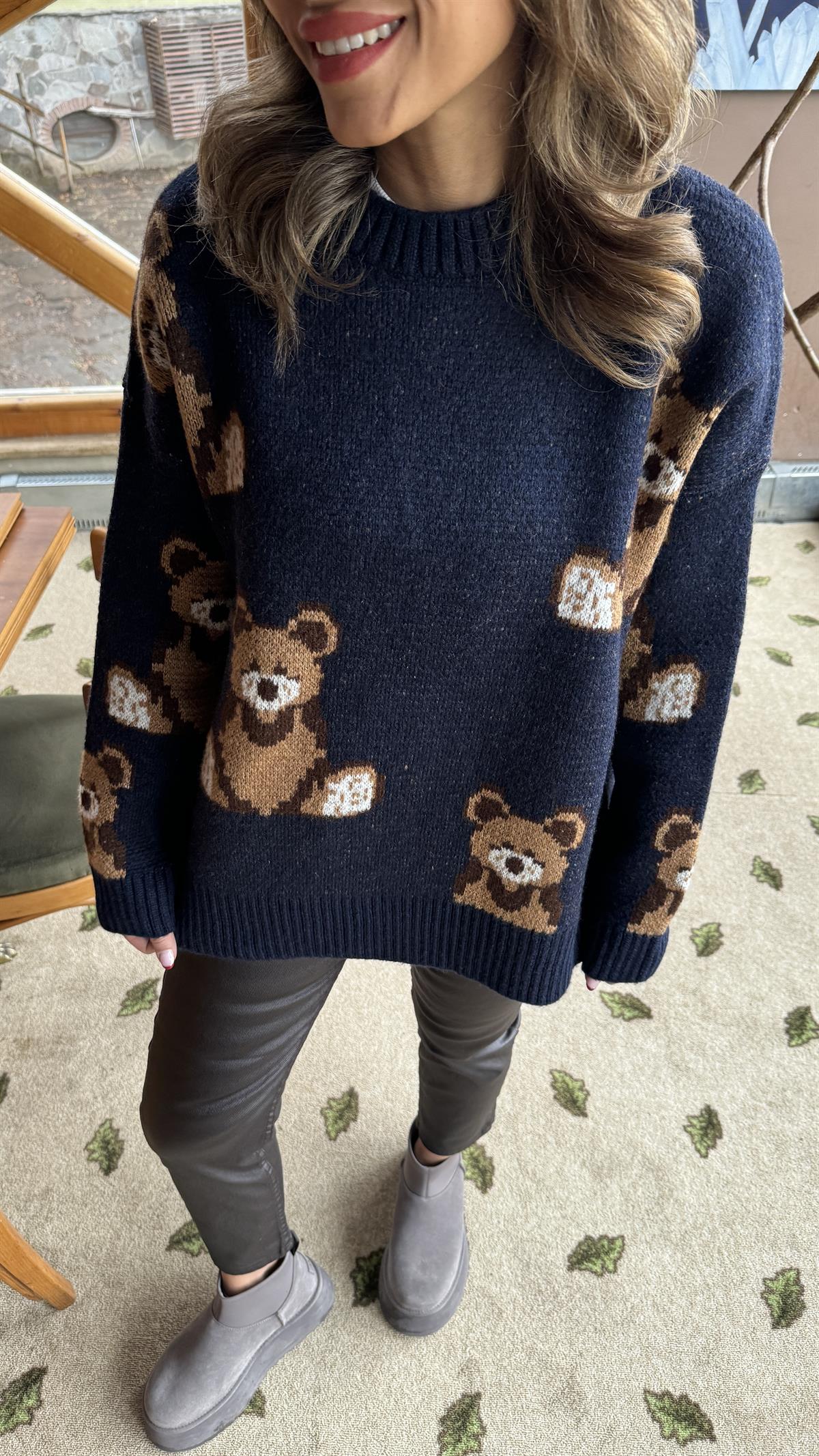 0033 Ayıcıklı Kalın Kazak LACİVERT