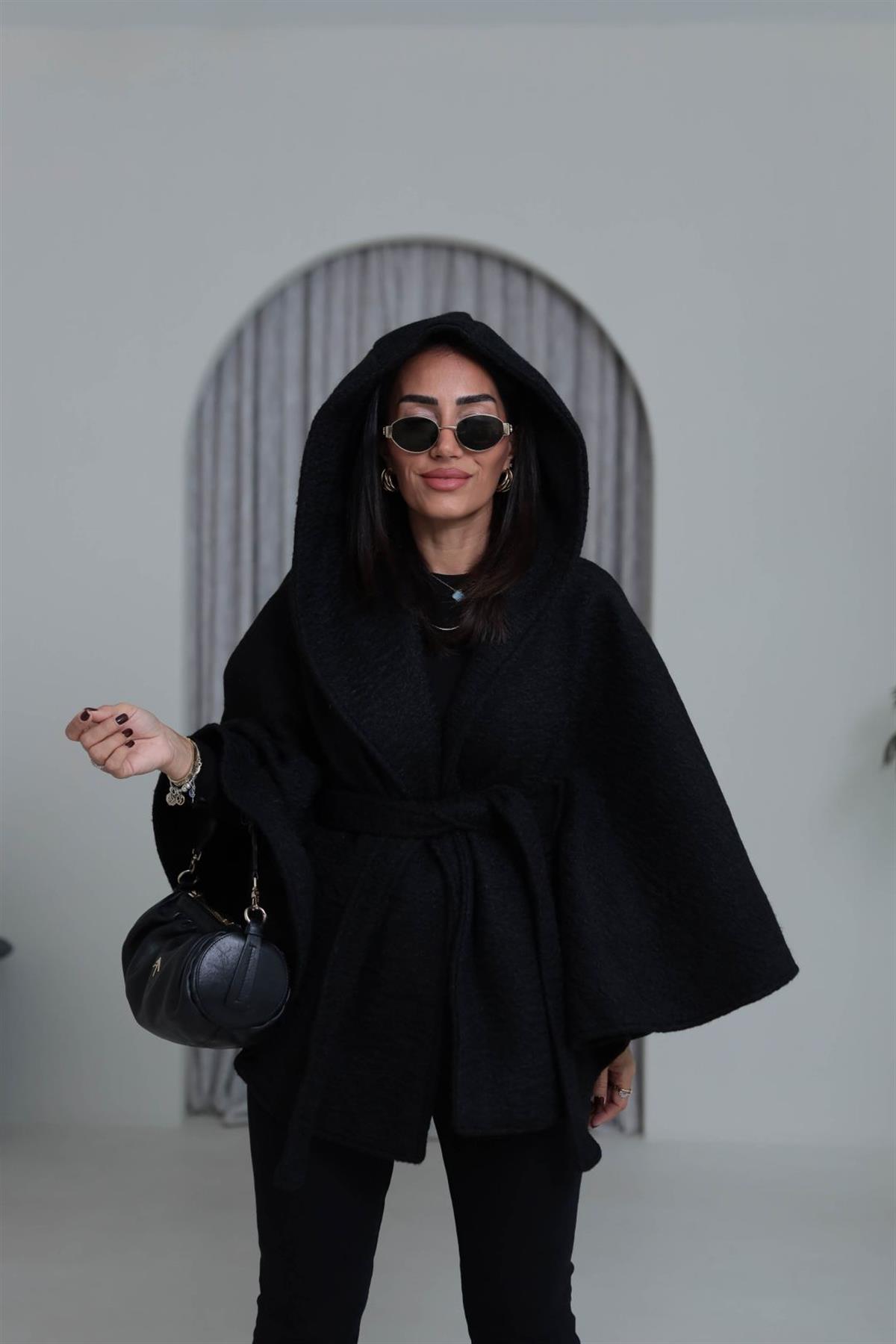 0588 Kaşe Panço Kaban SİYAH