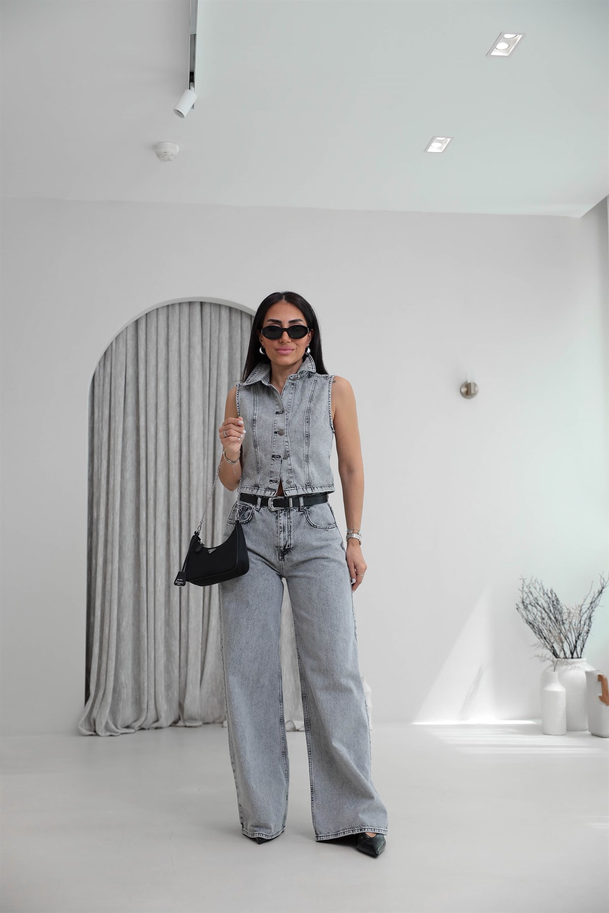 8229 Liyosel Pamuklu Denim Takım AÇIK GRİ