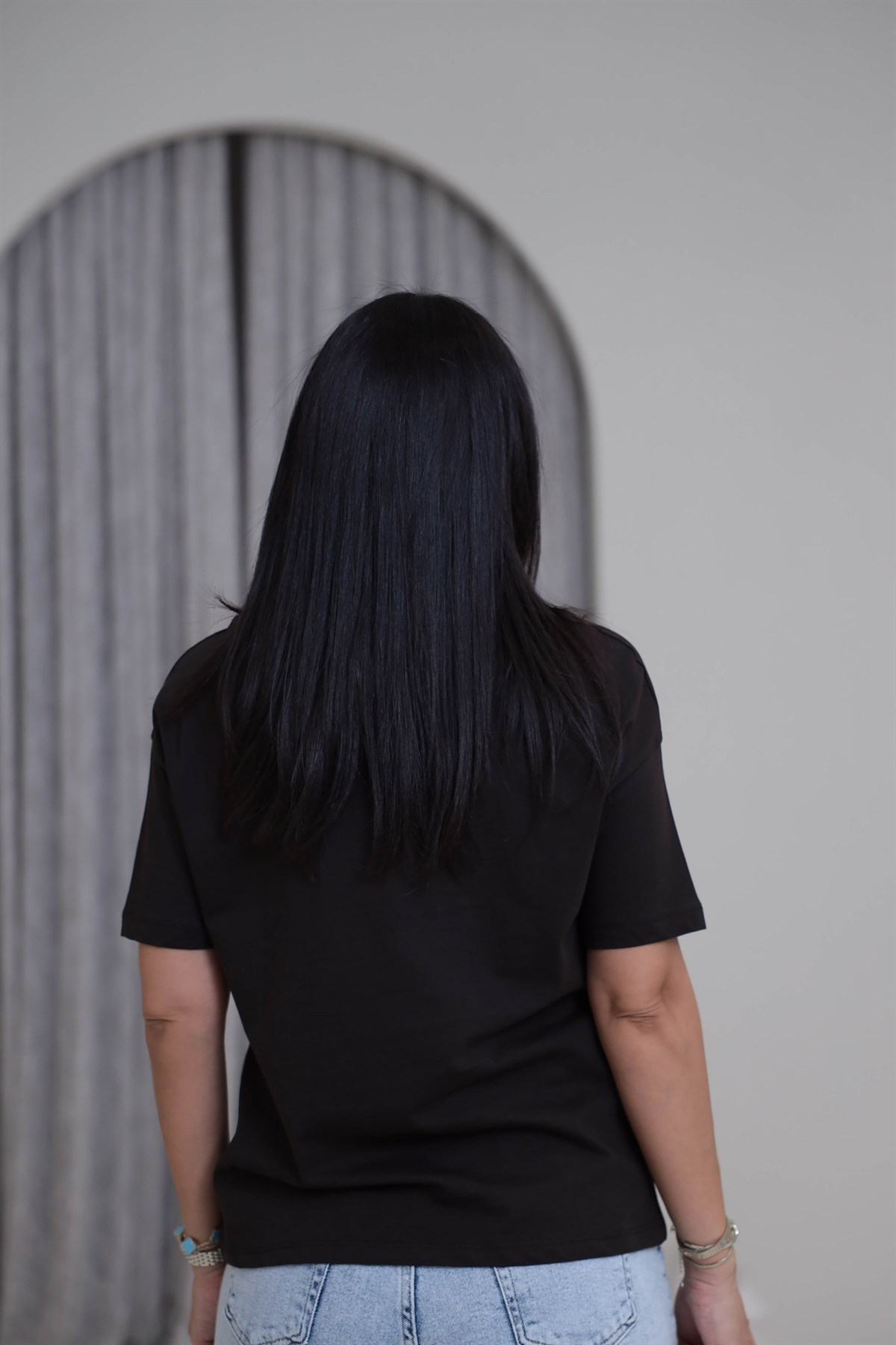 3683Y Bisiklet Yaka Pamuklu Basic Tshirt KOYU KAHVE