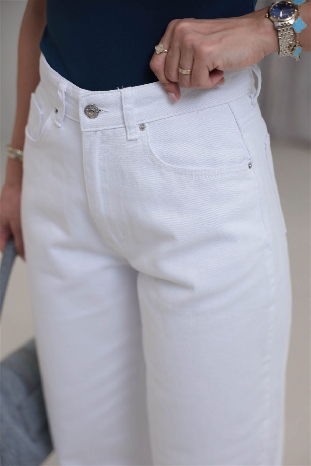 993 Rahat Kesim Barel Jean Pantolon BEYAZ