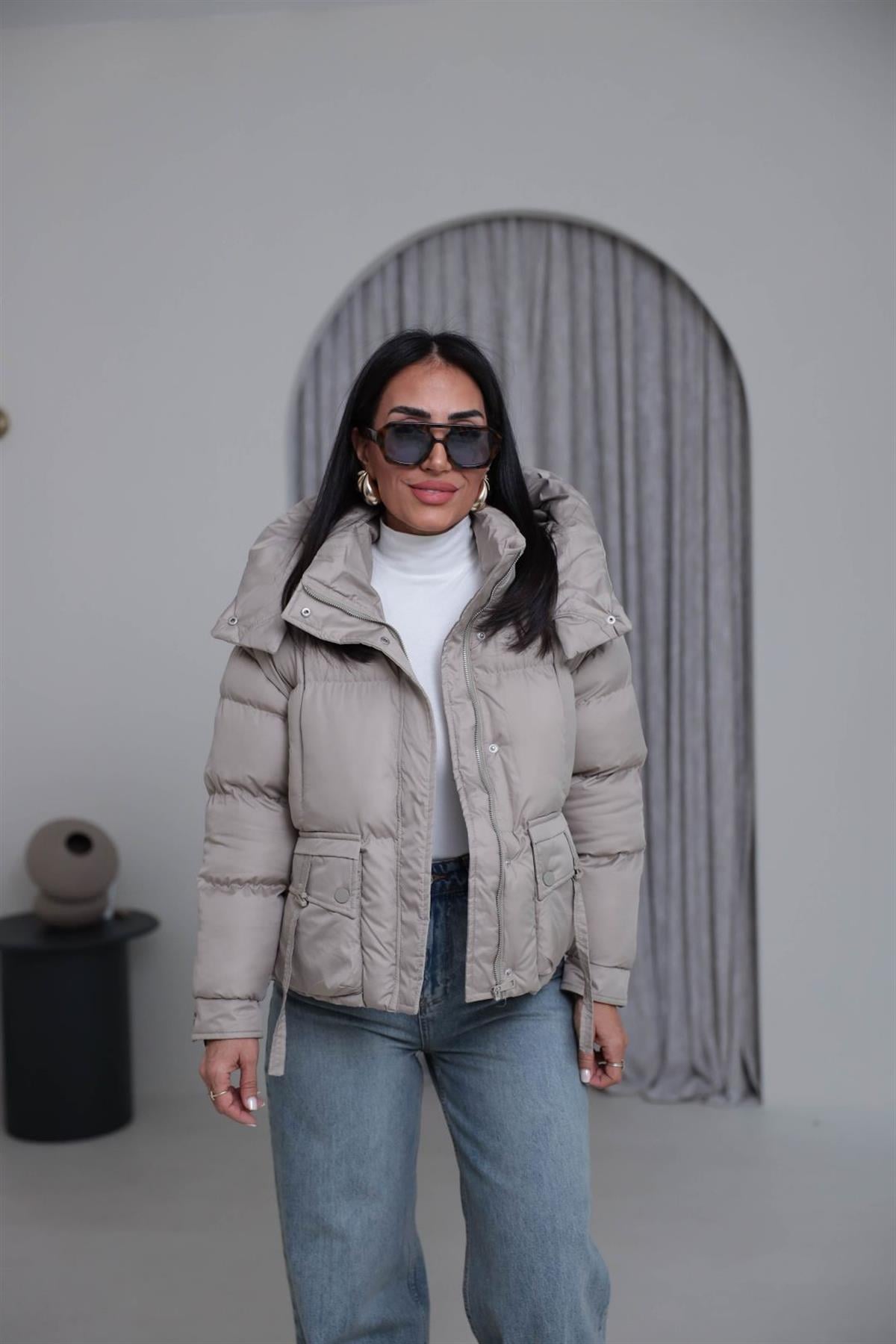 2733 Cep Toka Detay Şişme Mont TAŞ