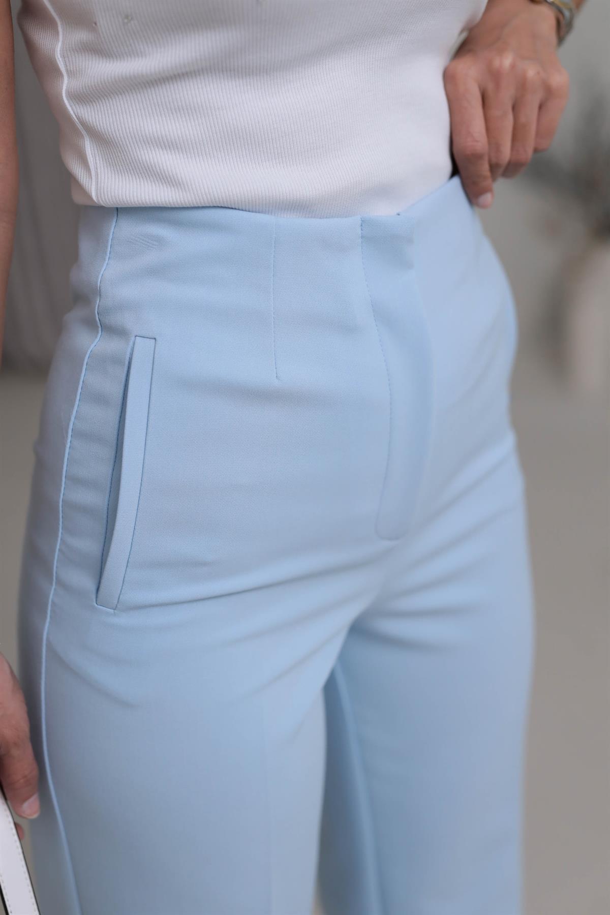 2001 Pensli Yüksek Bel Palazzo Pantolon BEBE MAVİ