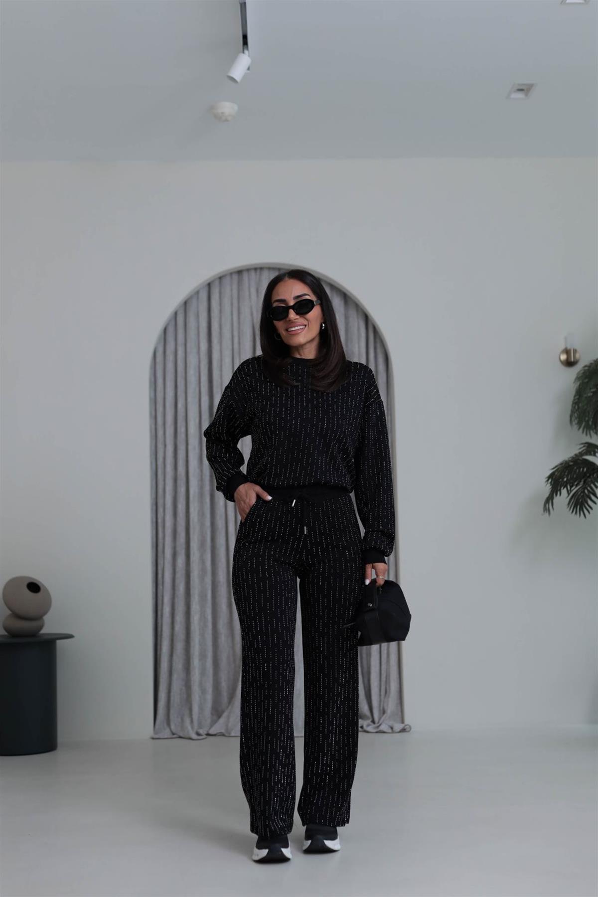 4213 Sıra Taşlı Rahat Modal Takım SİYAH