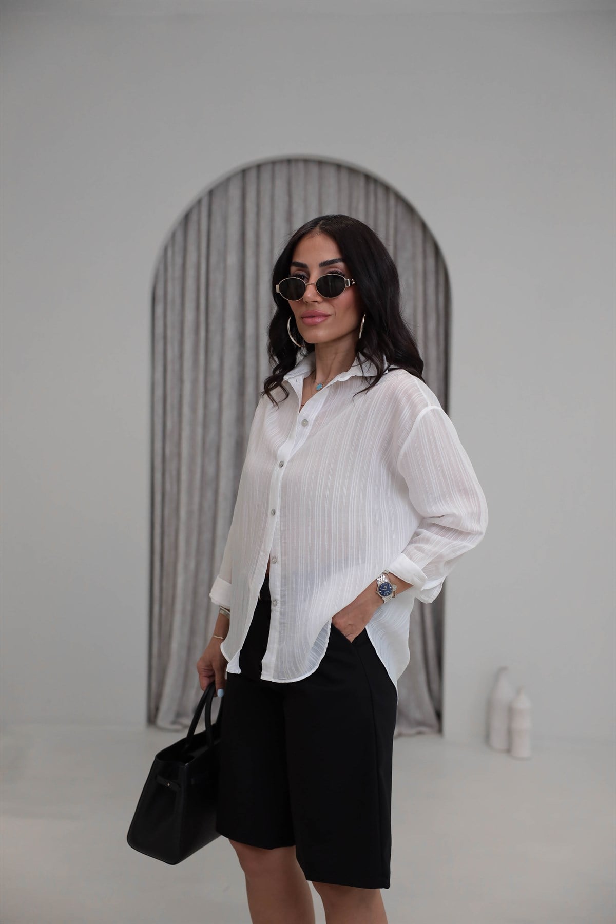 5016 Oversize Gömlek BEYAZ