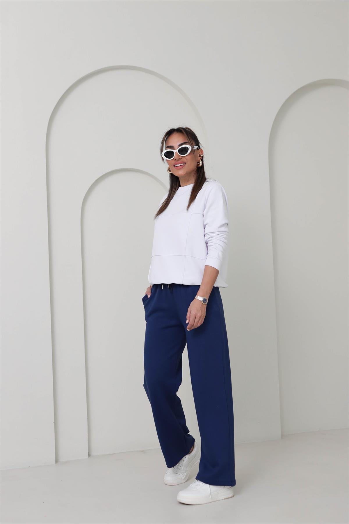 1187 Çimalı Sweatshirt BEYAZ