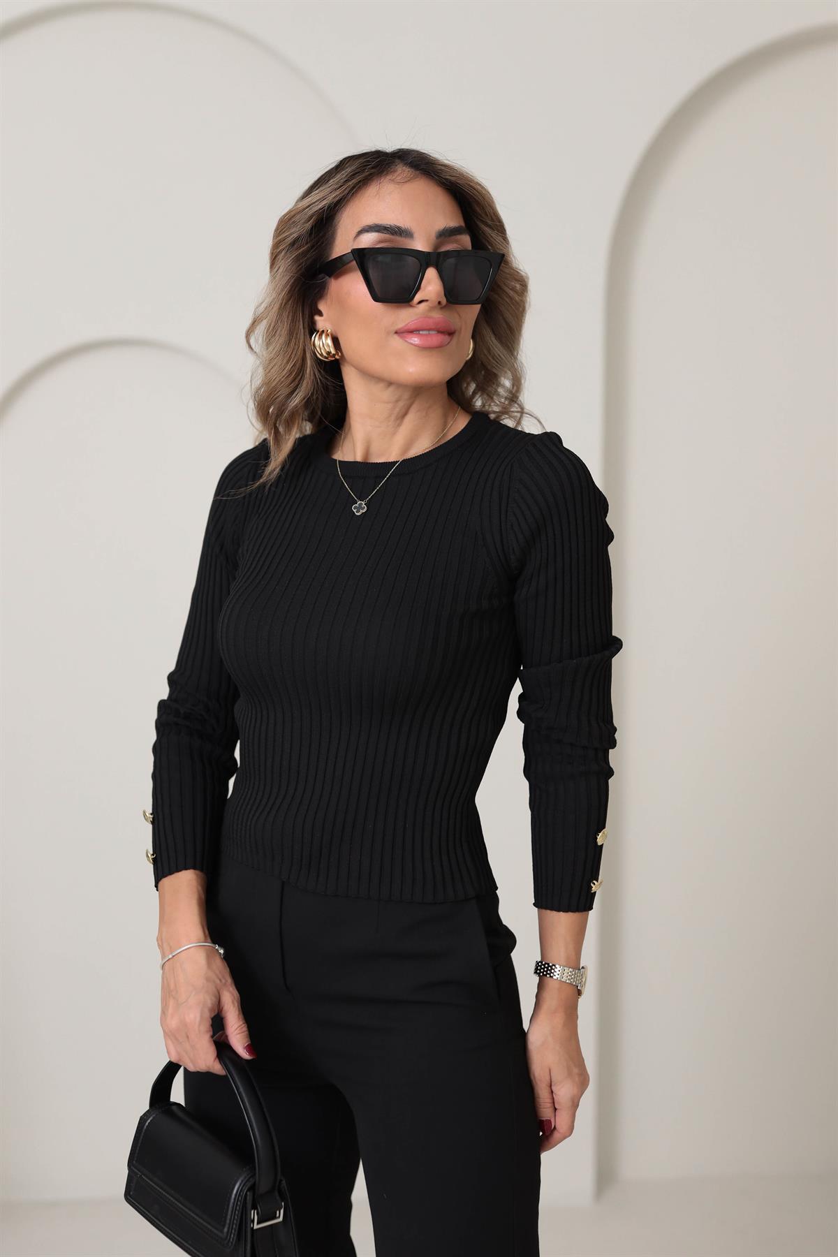 0589 Bisiklet Yaka Kol Düğmeli Kazak