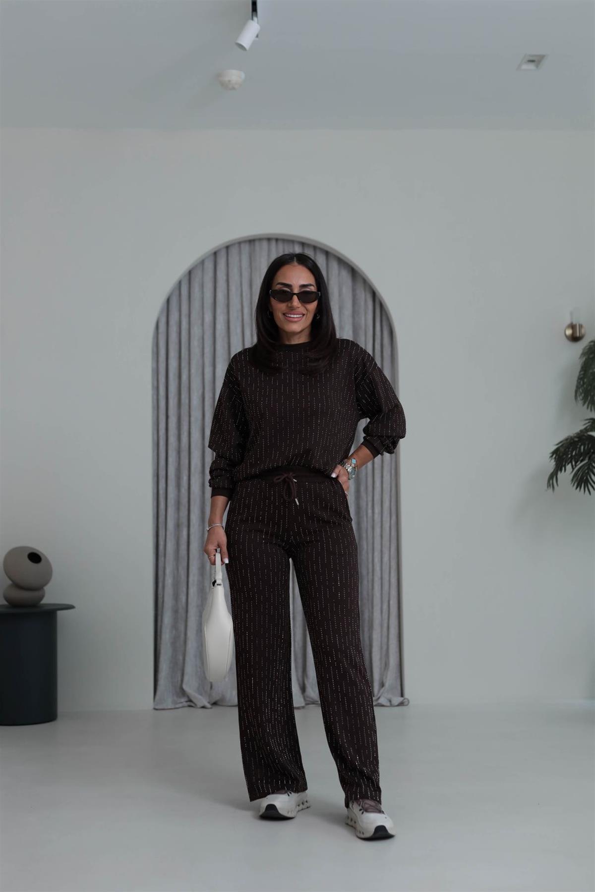 4213 Sıra Taşlı Rahat Modal Takım KAHVE