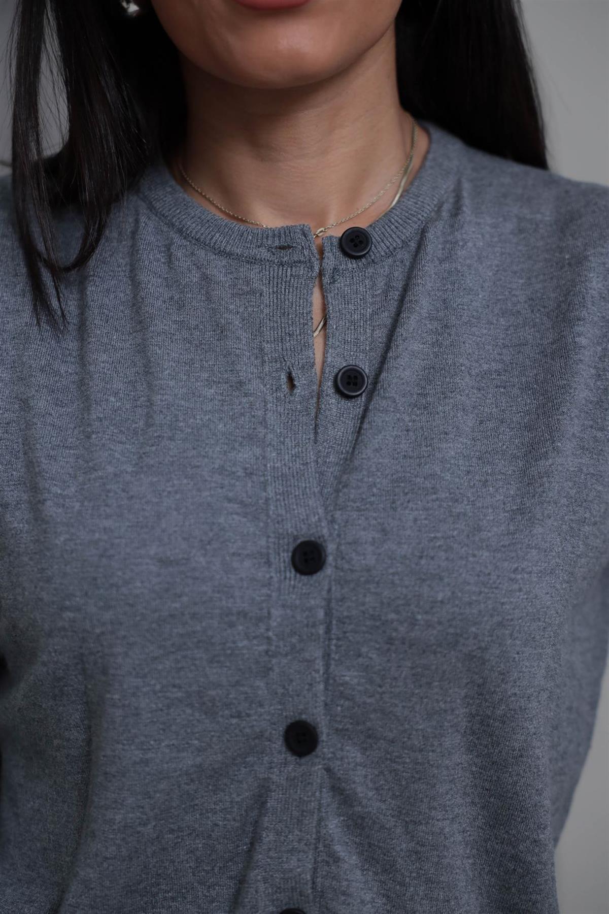 2016 Bisiklet Yaka Yumuşak Massi Hırka GRİ