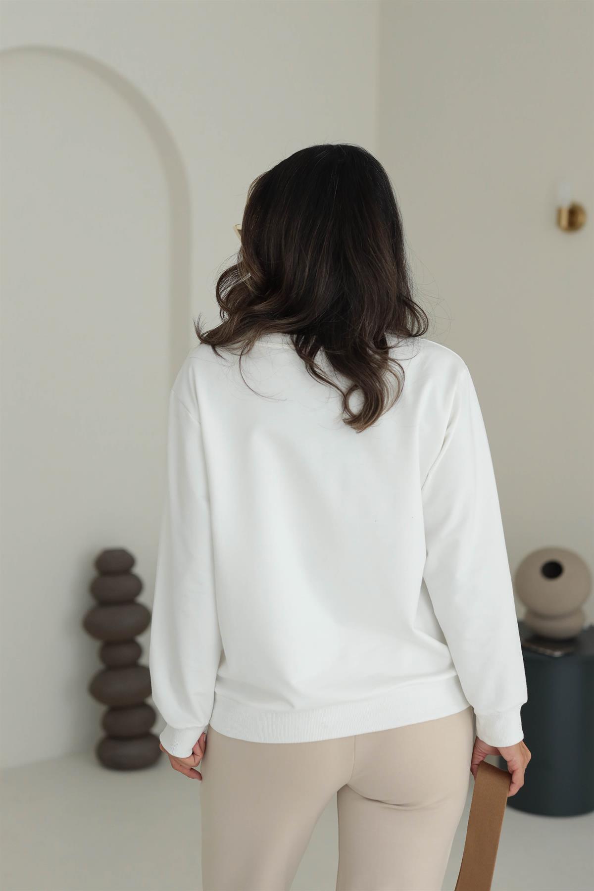 9081 Teddy Baskılı Sweatshirt