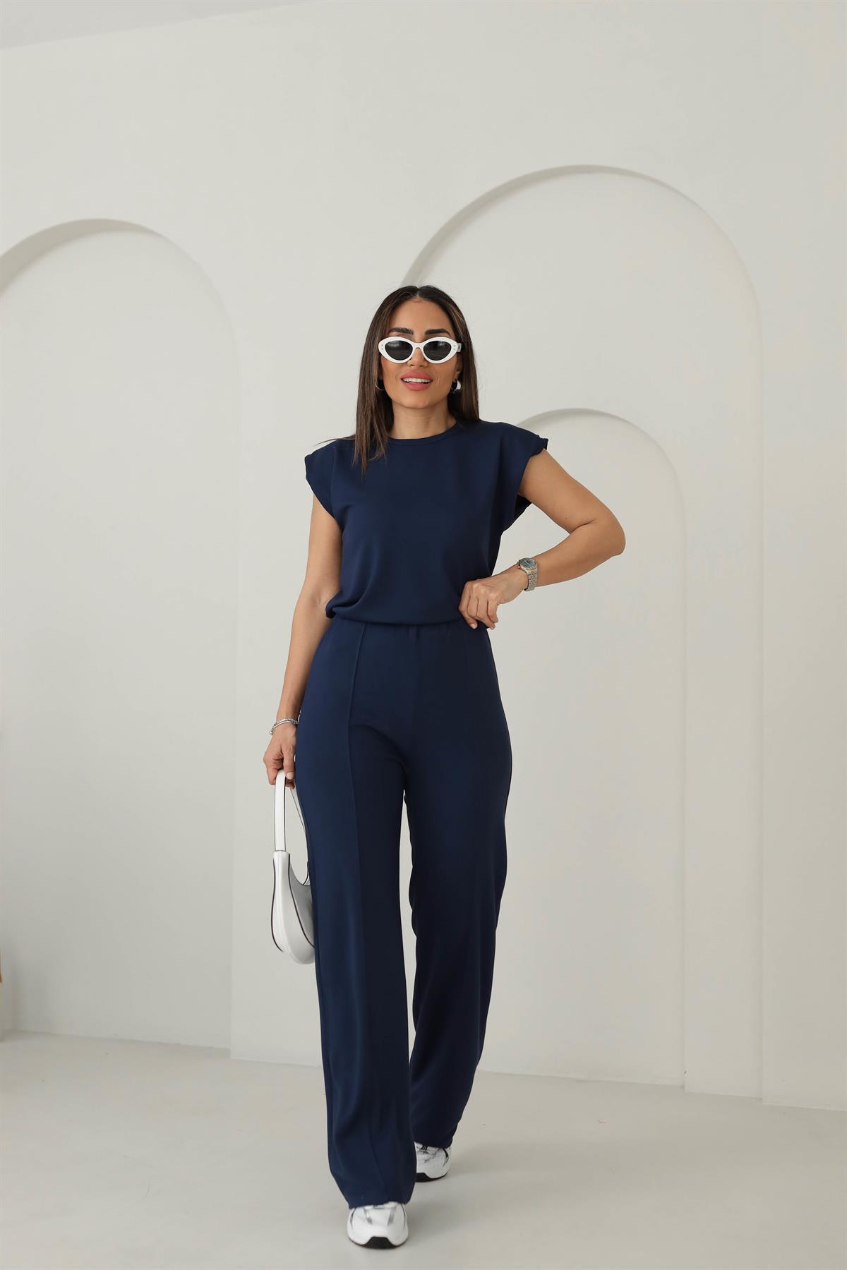 1328 Modal Kumaş Kolsuz Rahat Takım LACİVERT