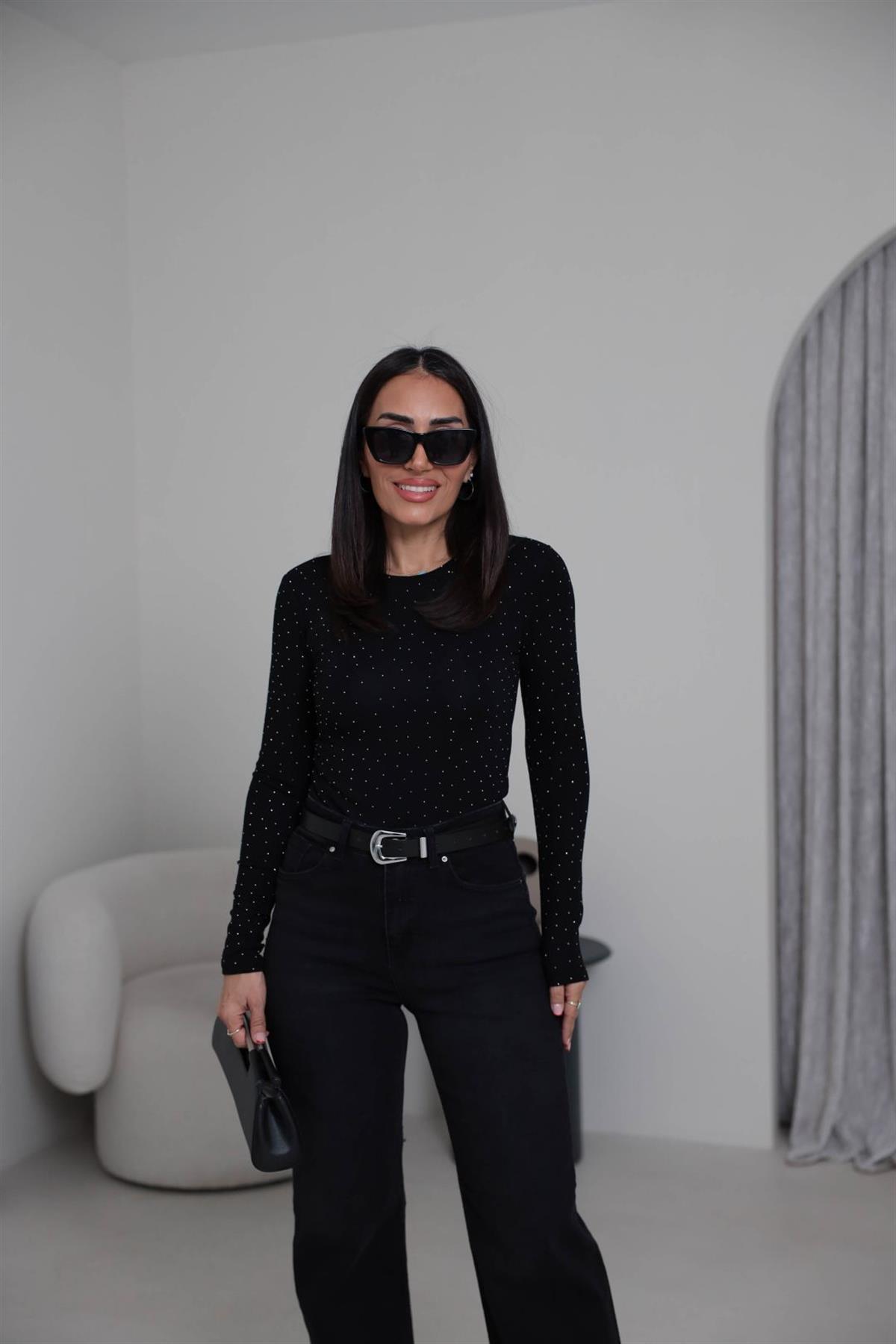 139-1 Taşlı Body SİYAH