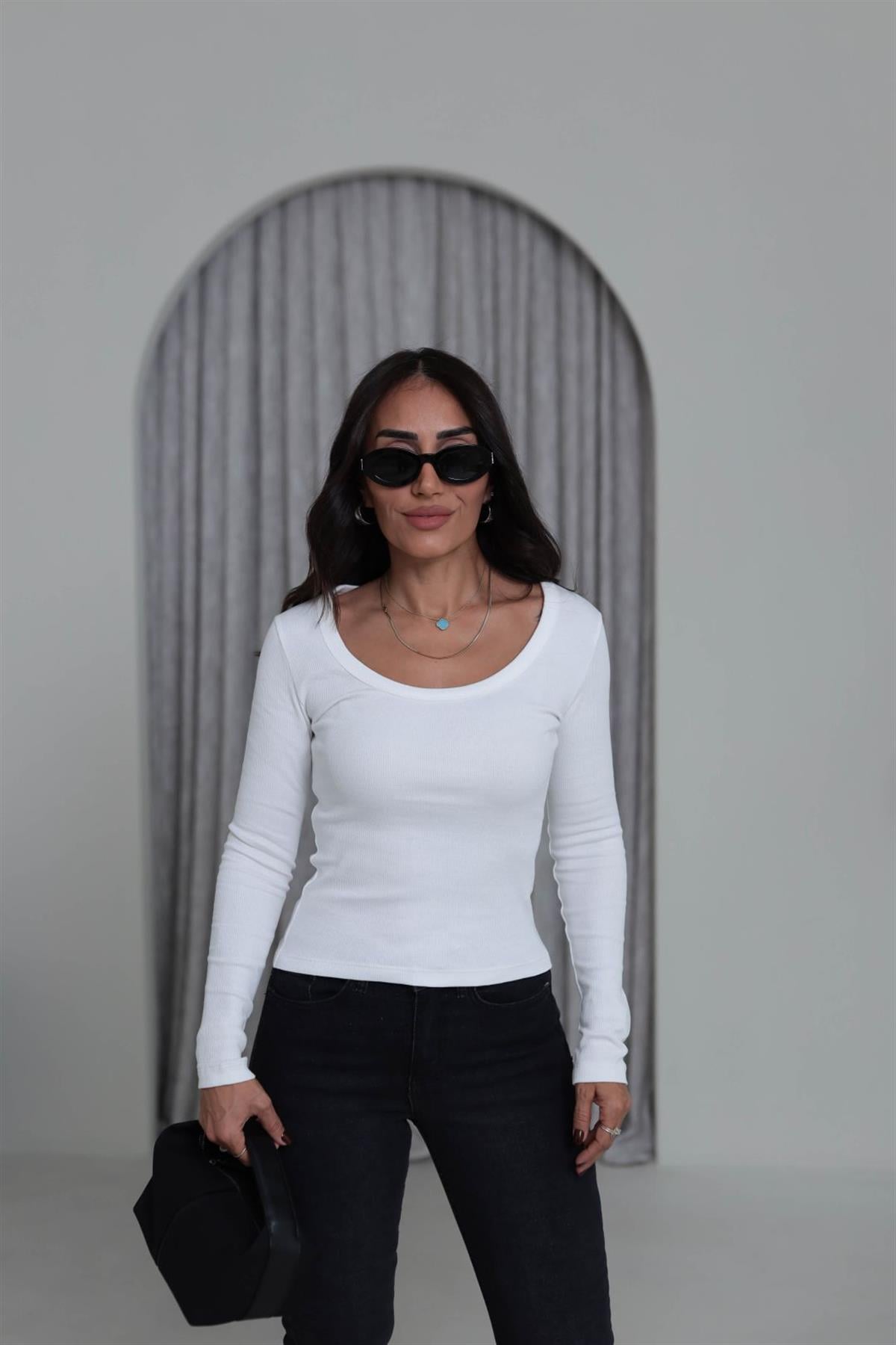 472 Geniş Yaka Fitilli Body EKRU